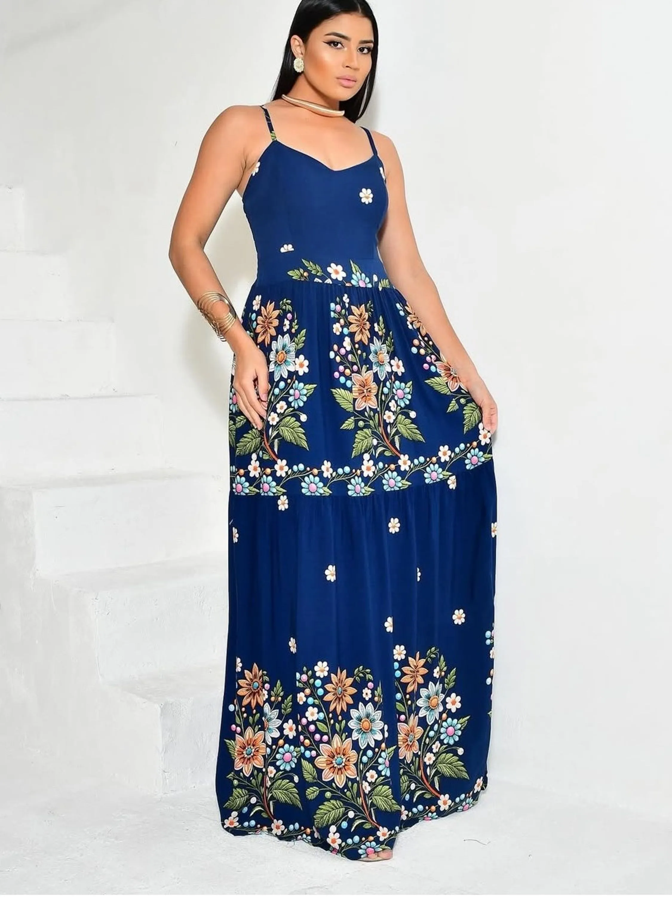 Vestido viscolinho forrado com bojo