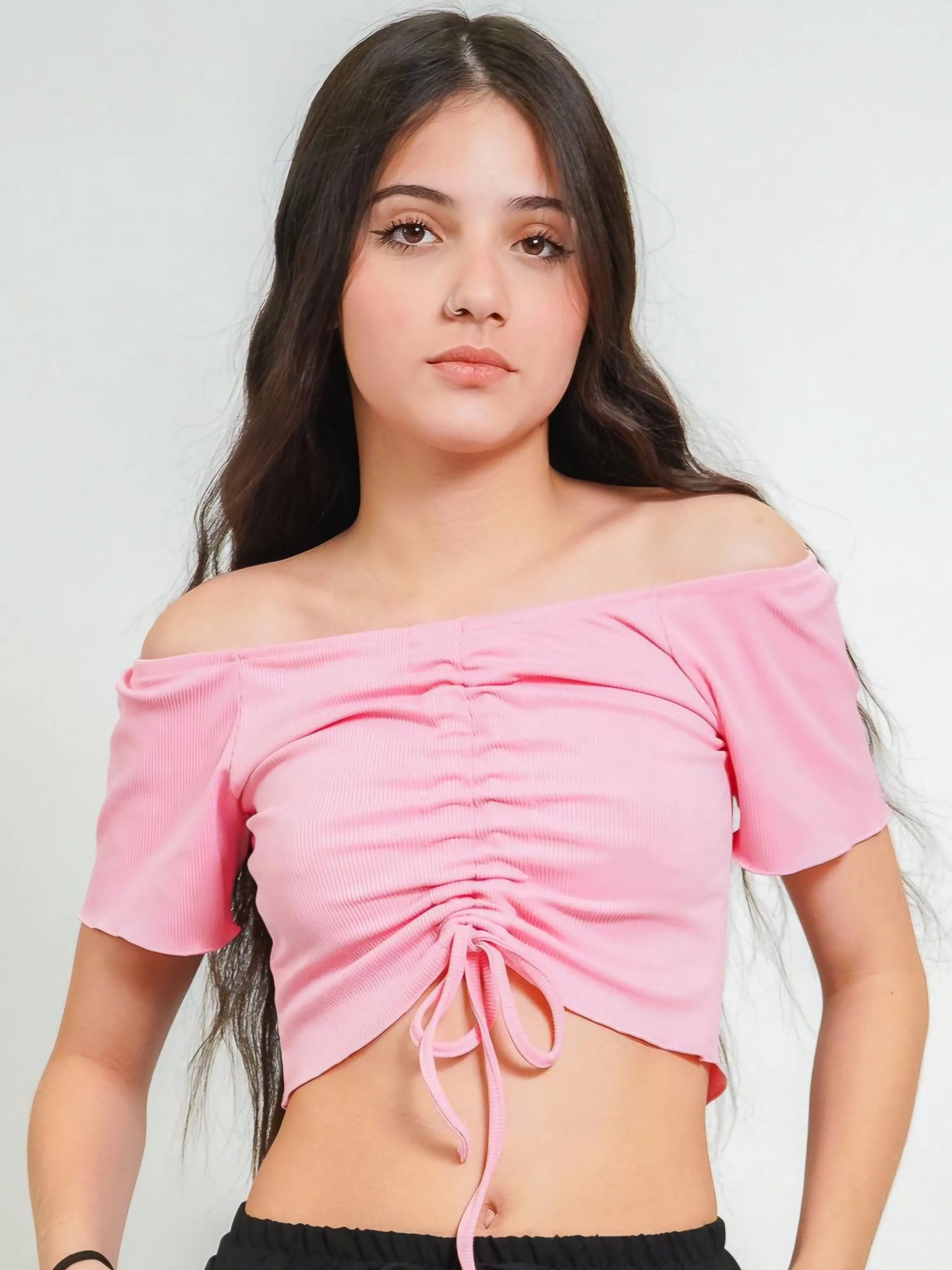 Blusa cropped juvenil ribana canelado teen atacado