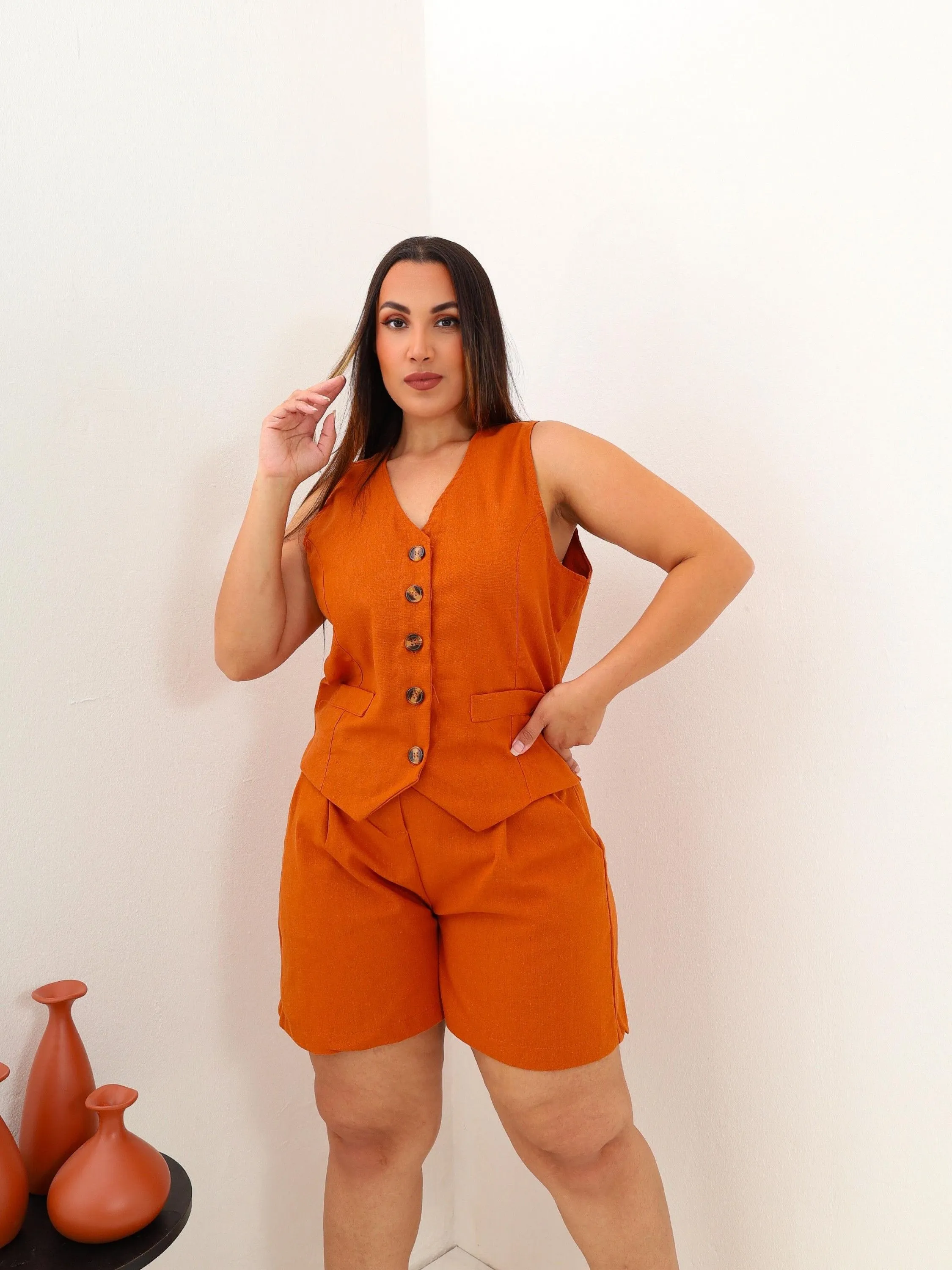 Colete e Short Comjunto Plus Size