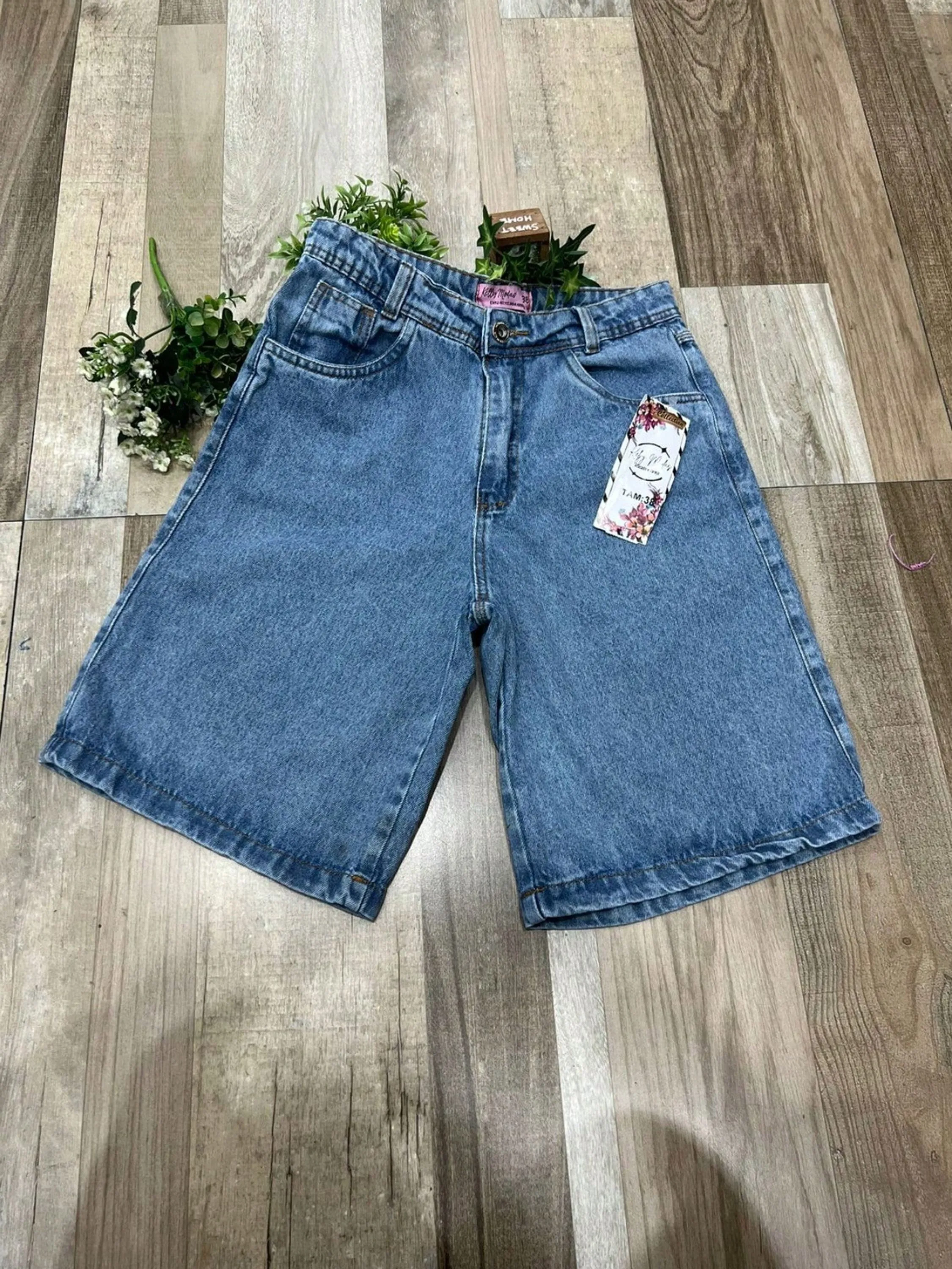 Bermuda Jeans Feminina Cintura Alta