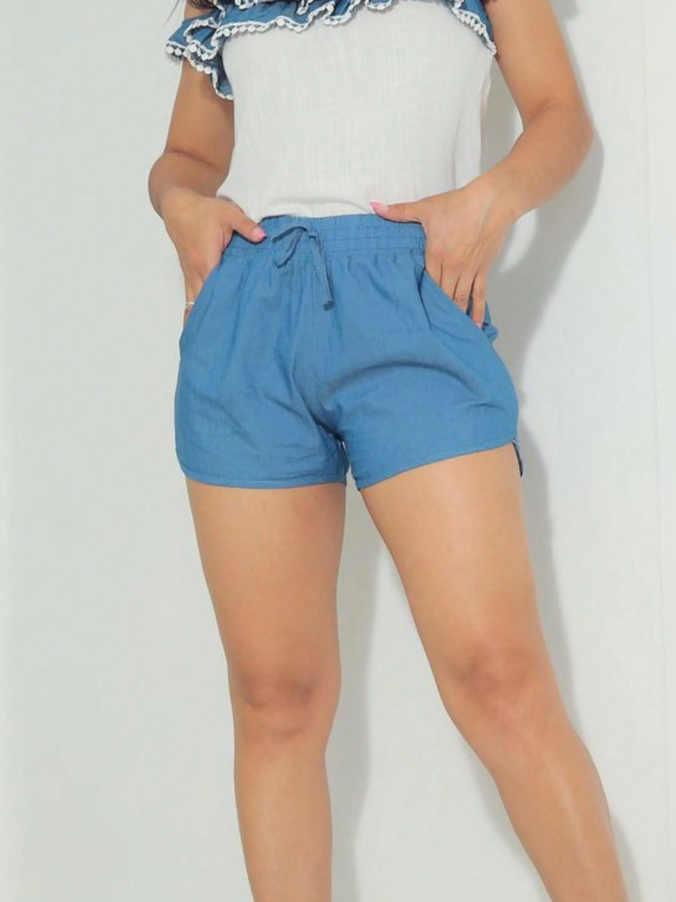 Short curto feminina em viscose