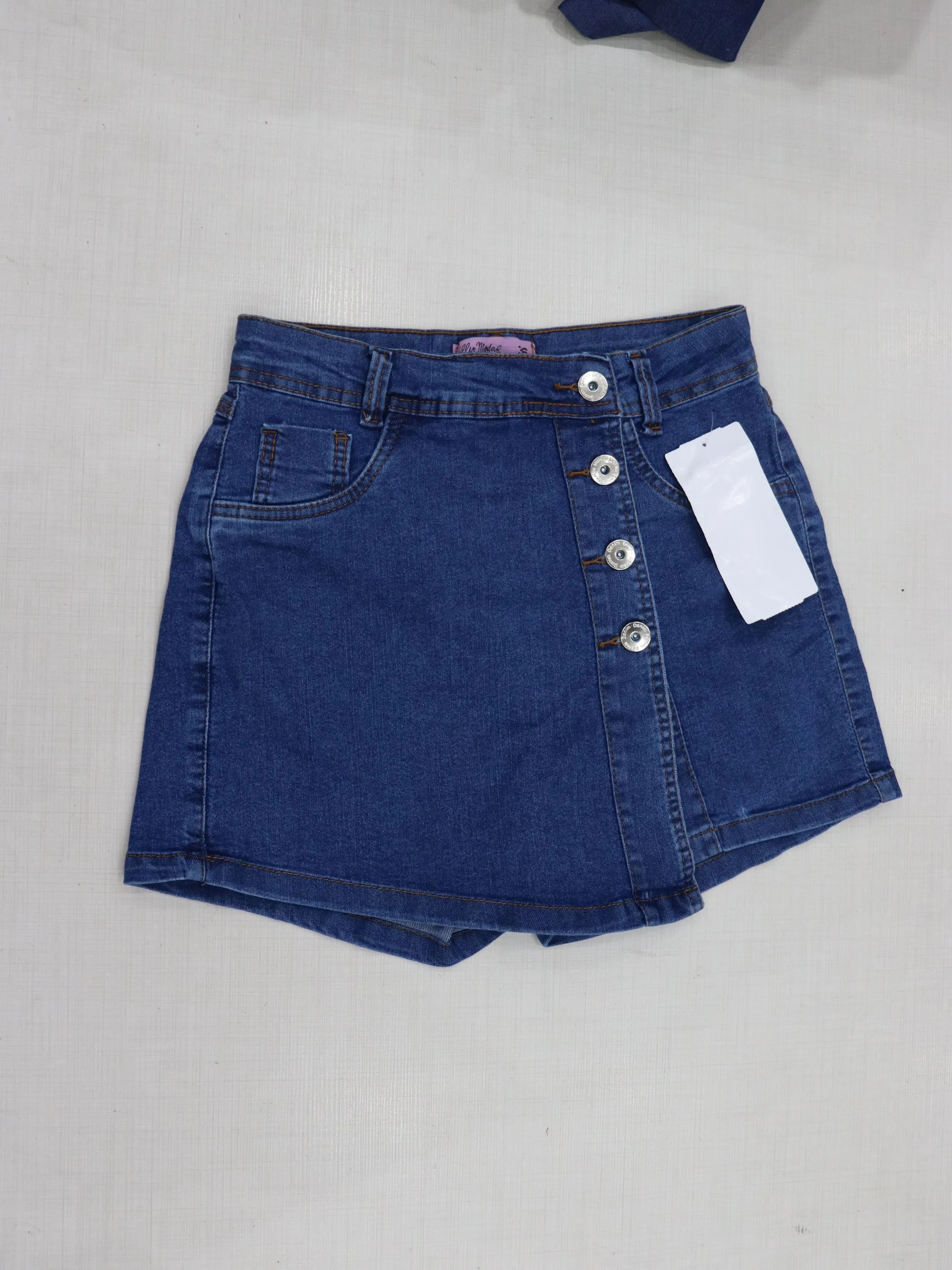 Short Saia Jean Feminina 4 Botões