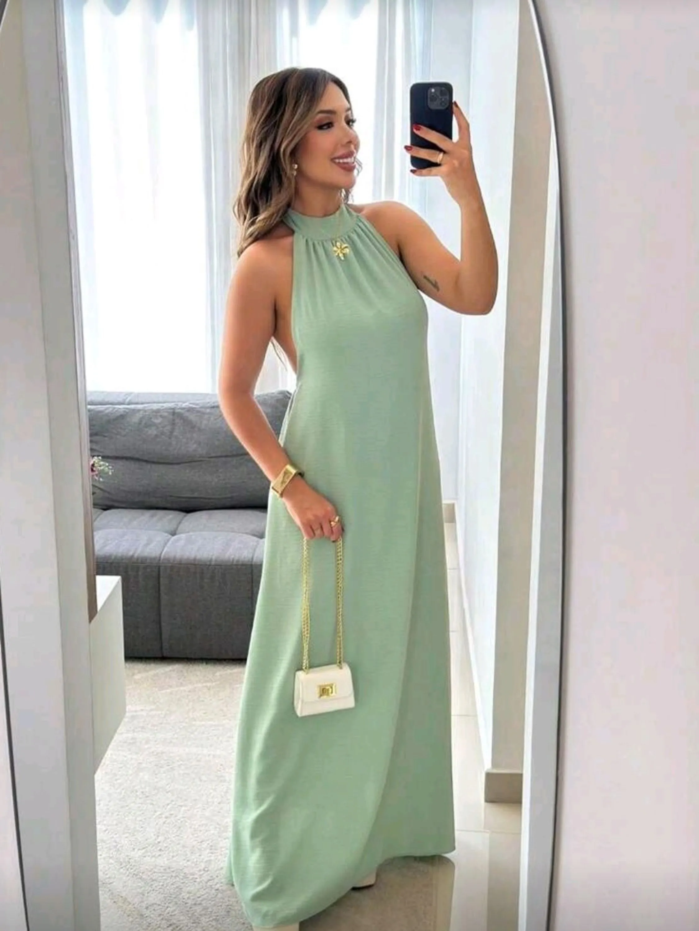 Vestido Longo Frente única