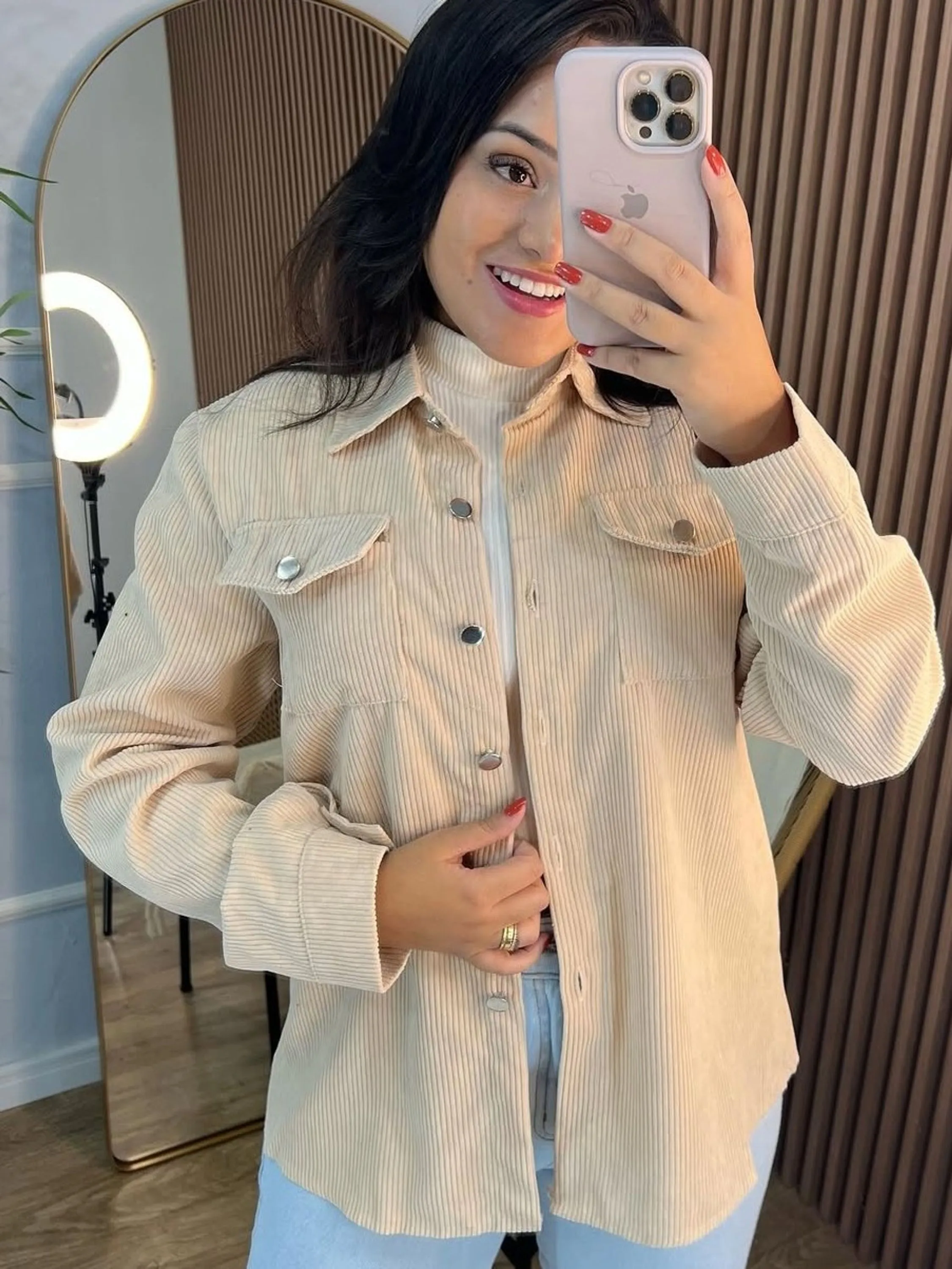 Camisa Veludo Botão