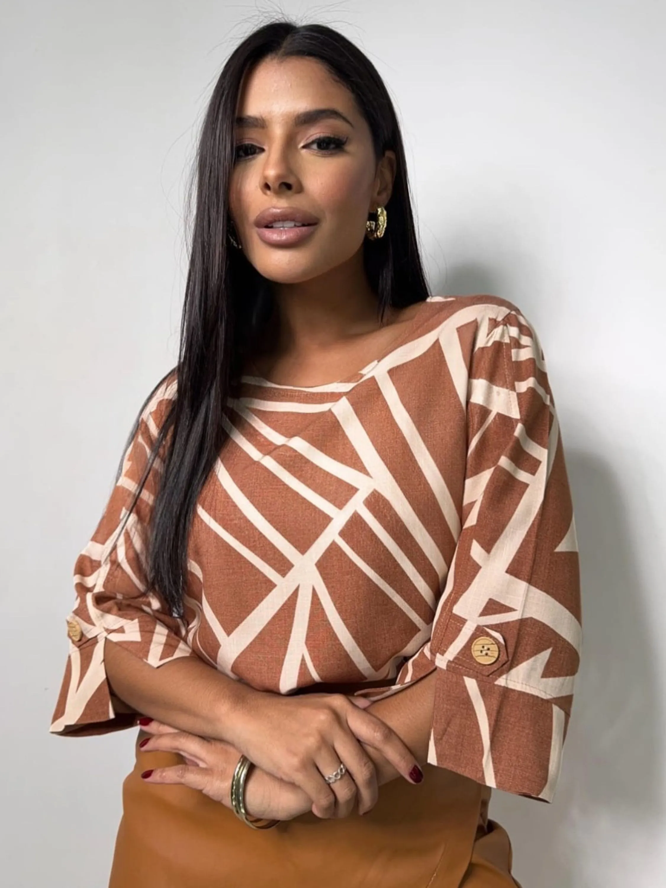 Blusa Manga 3/4 Viscolinho Premium