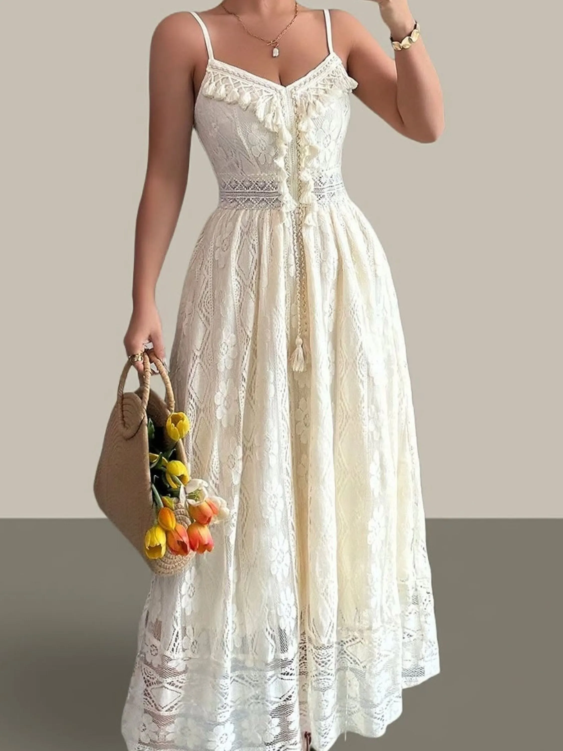 Vestido Longo Renda Forrado