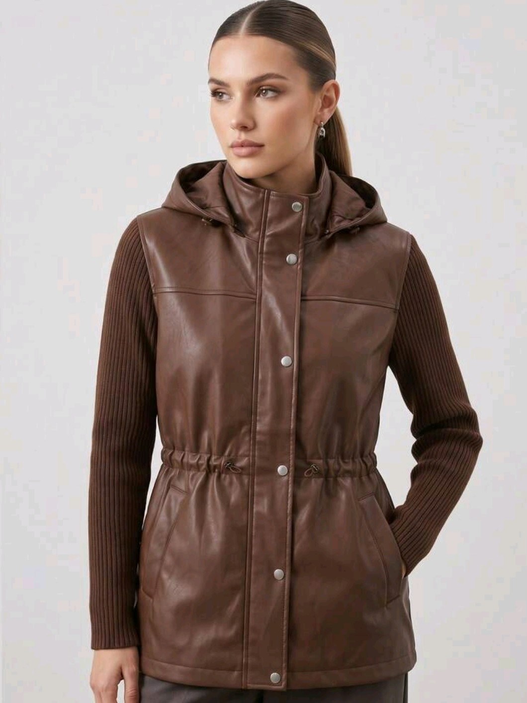 Parka Couro e Modal