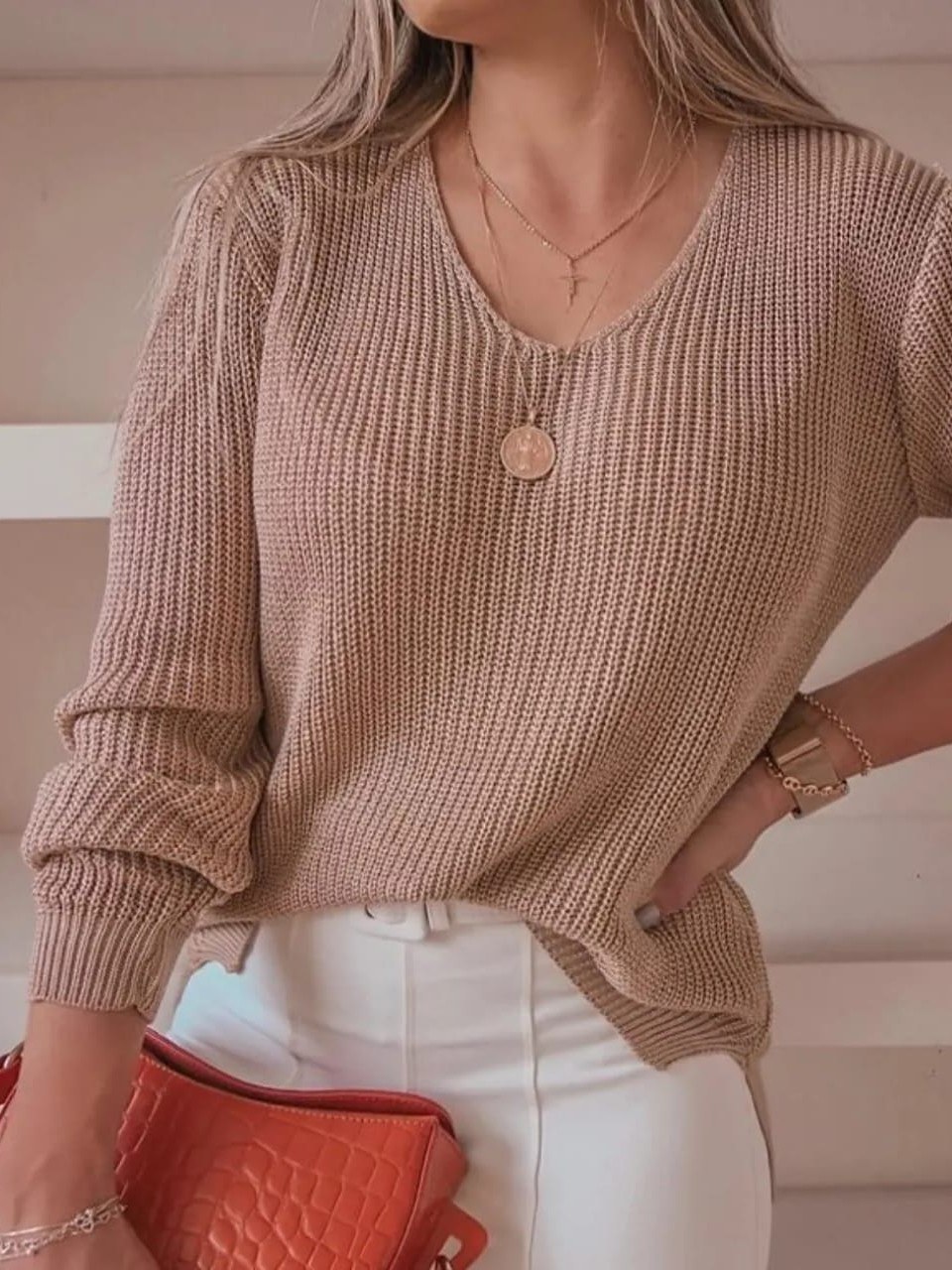Blusa Gola V Tricot