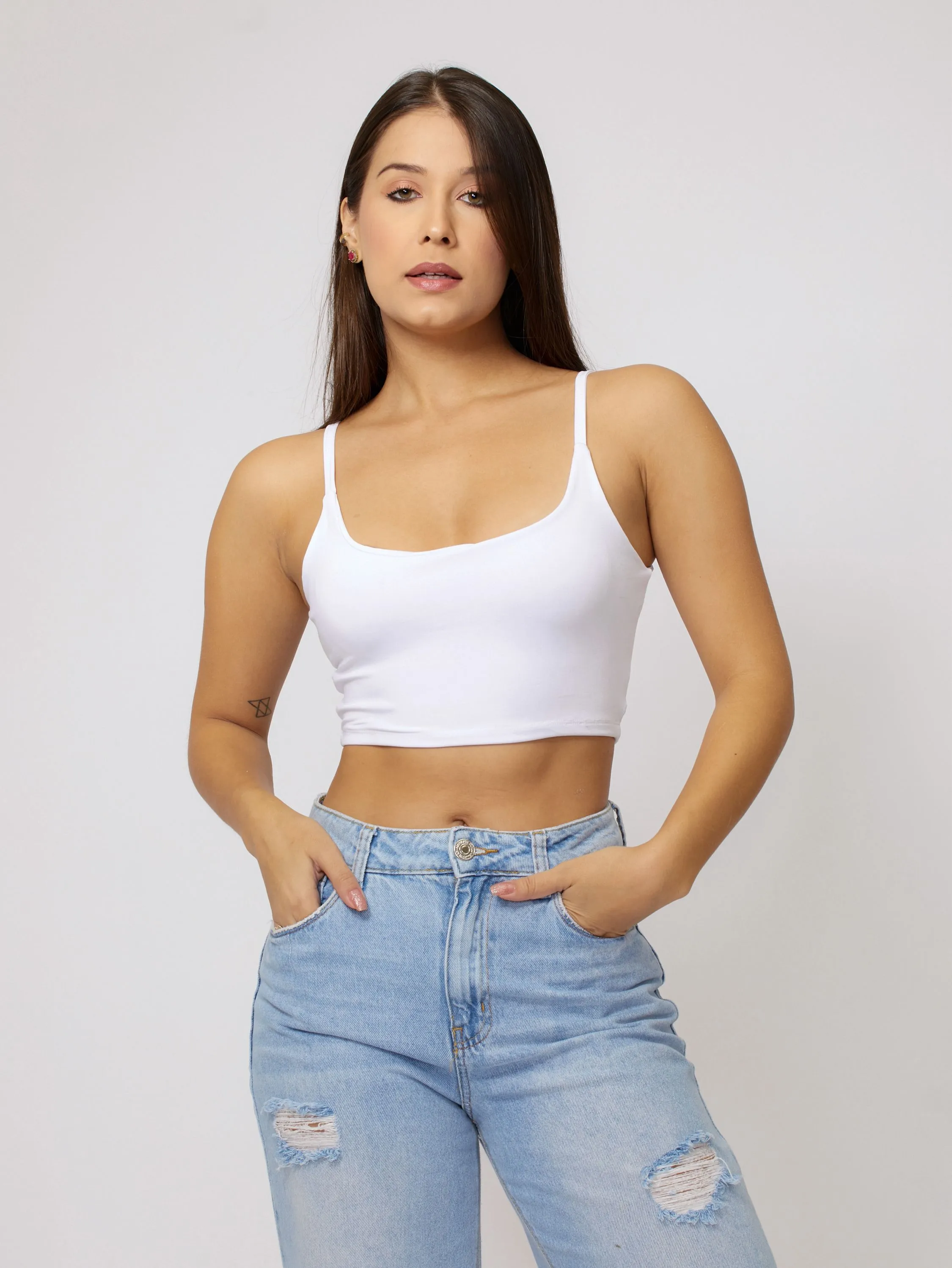 Cropped com Camada Dupla Básico com Alça Fitness