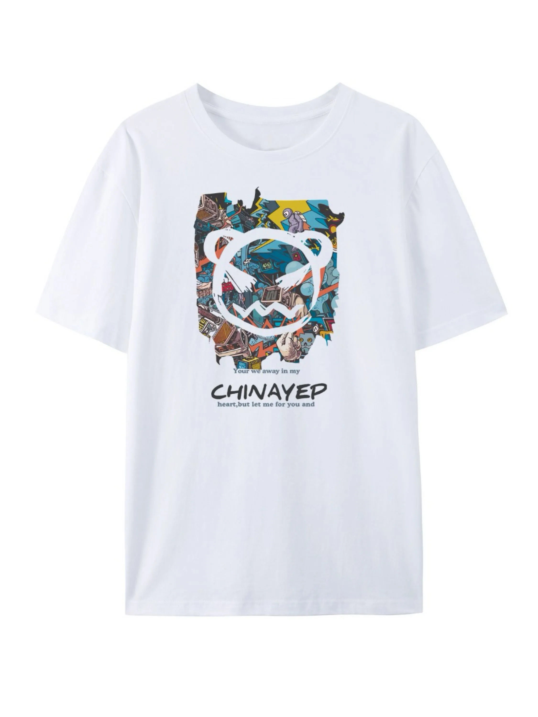 Camiseta masculina camisa estampada casual manga curta gola redonda verão moda 003