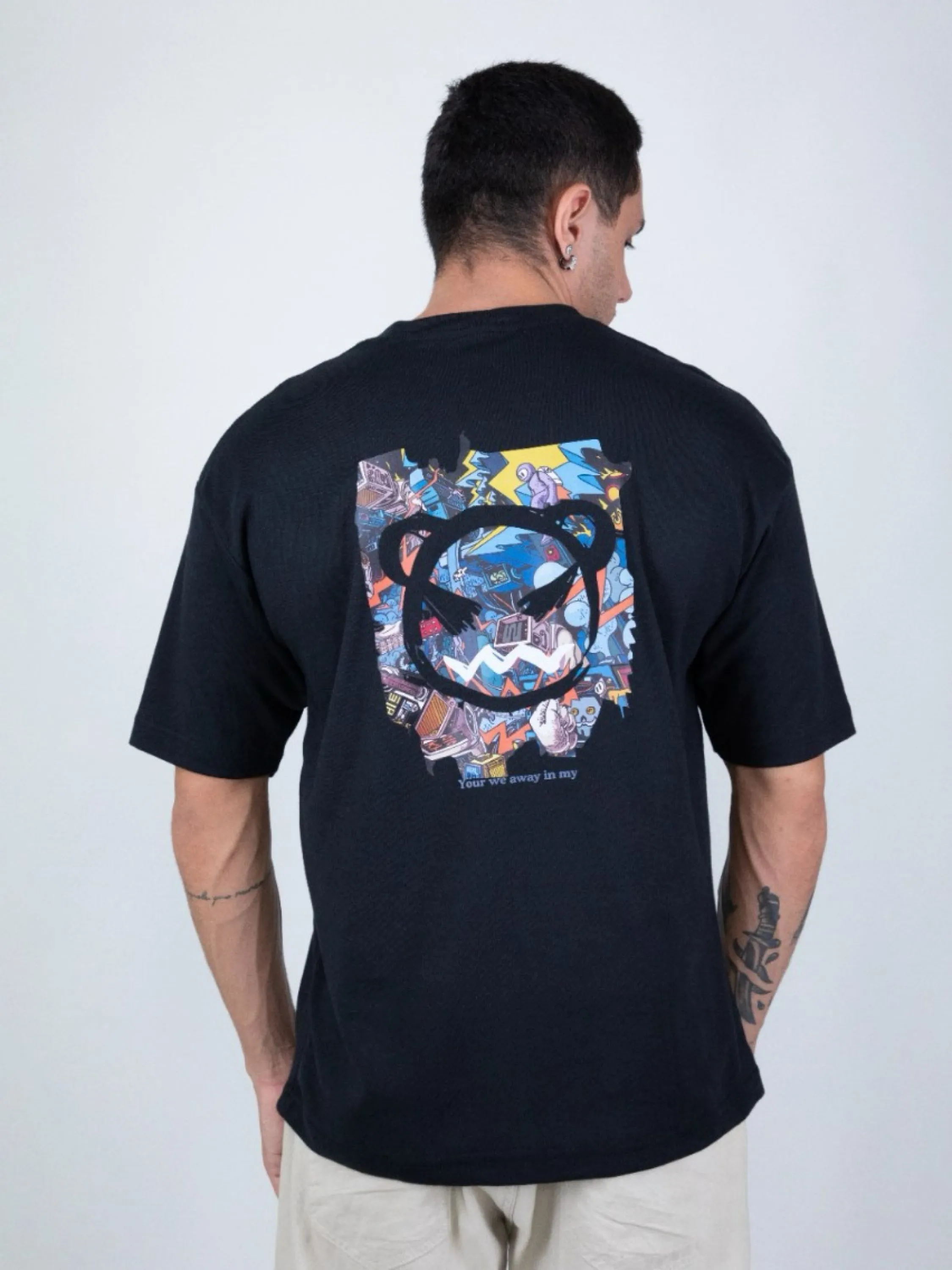 Camiseta Oversized  Streetwear Masculina Com Estampado MEN TREBDY Malha Americano 3A #001