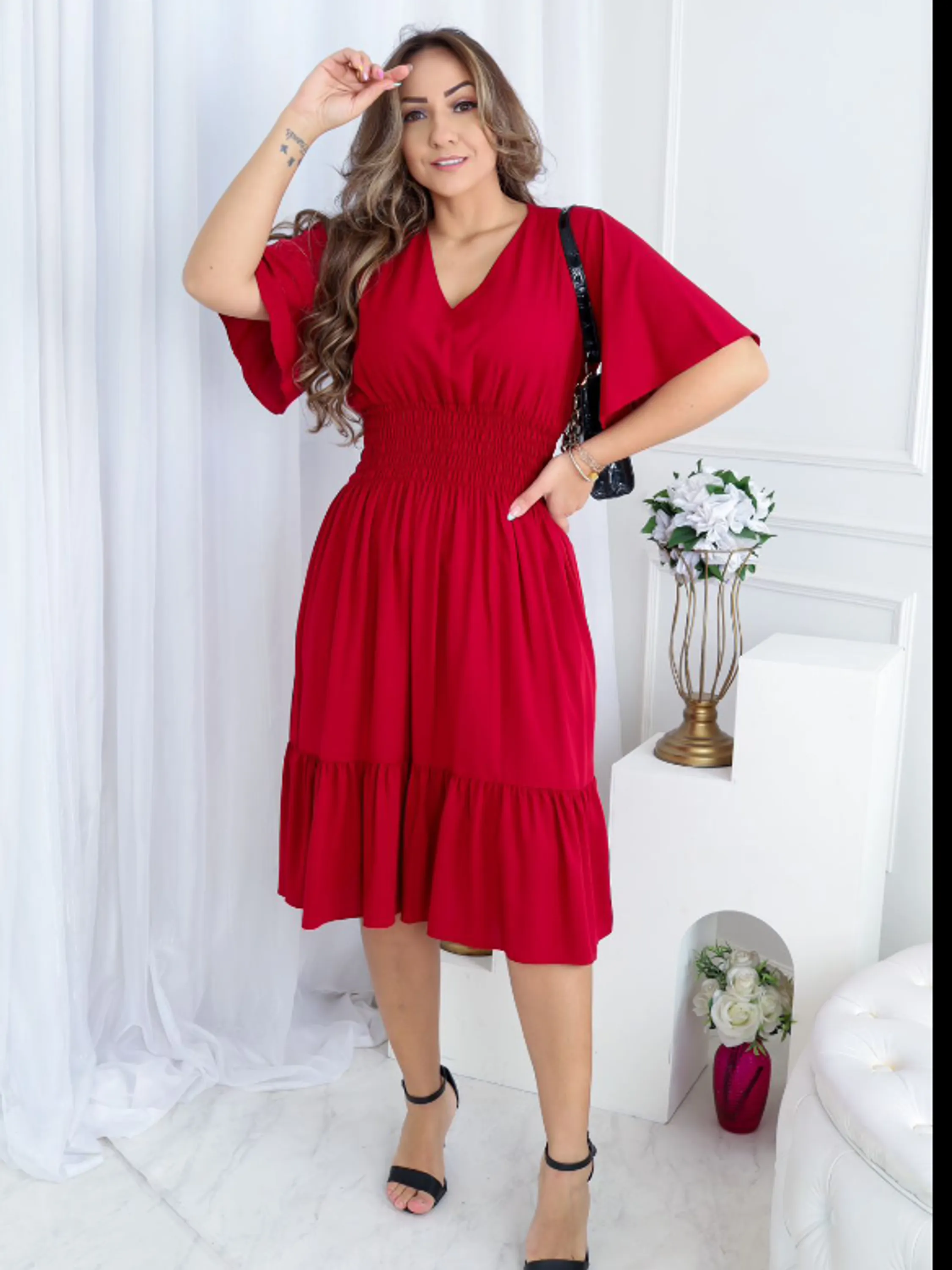 Vestido MIDI decote V KmR