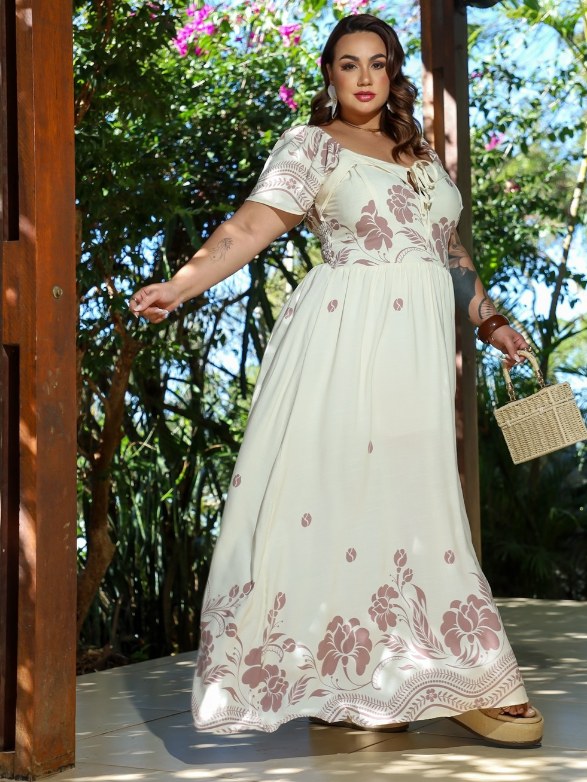 Vestido Longo Plus Rosy