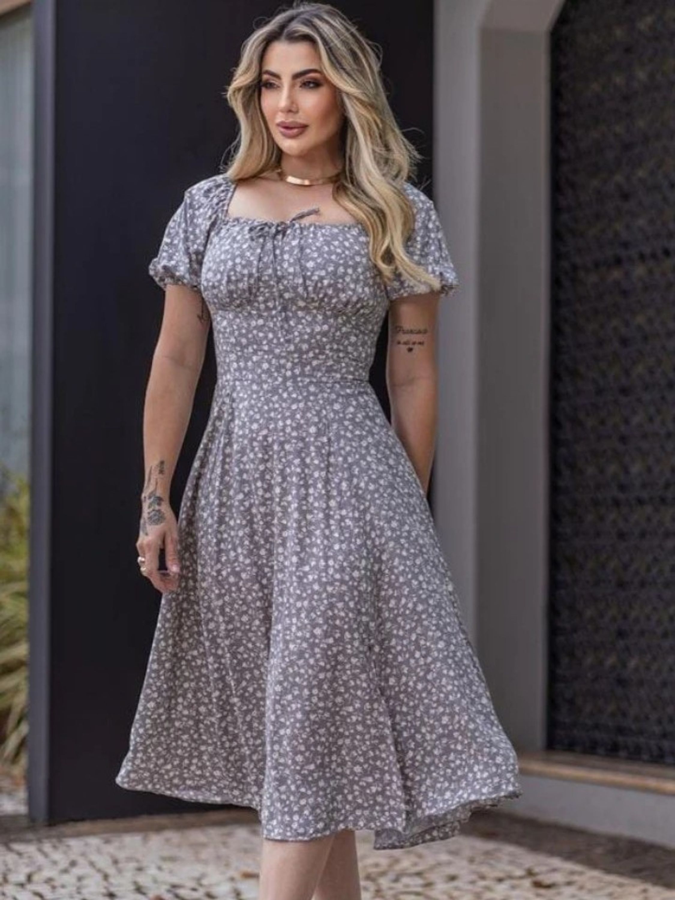 VESTIDO MIDI PRINCESA ESTAMPADO