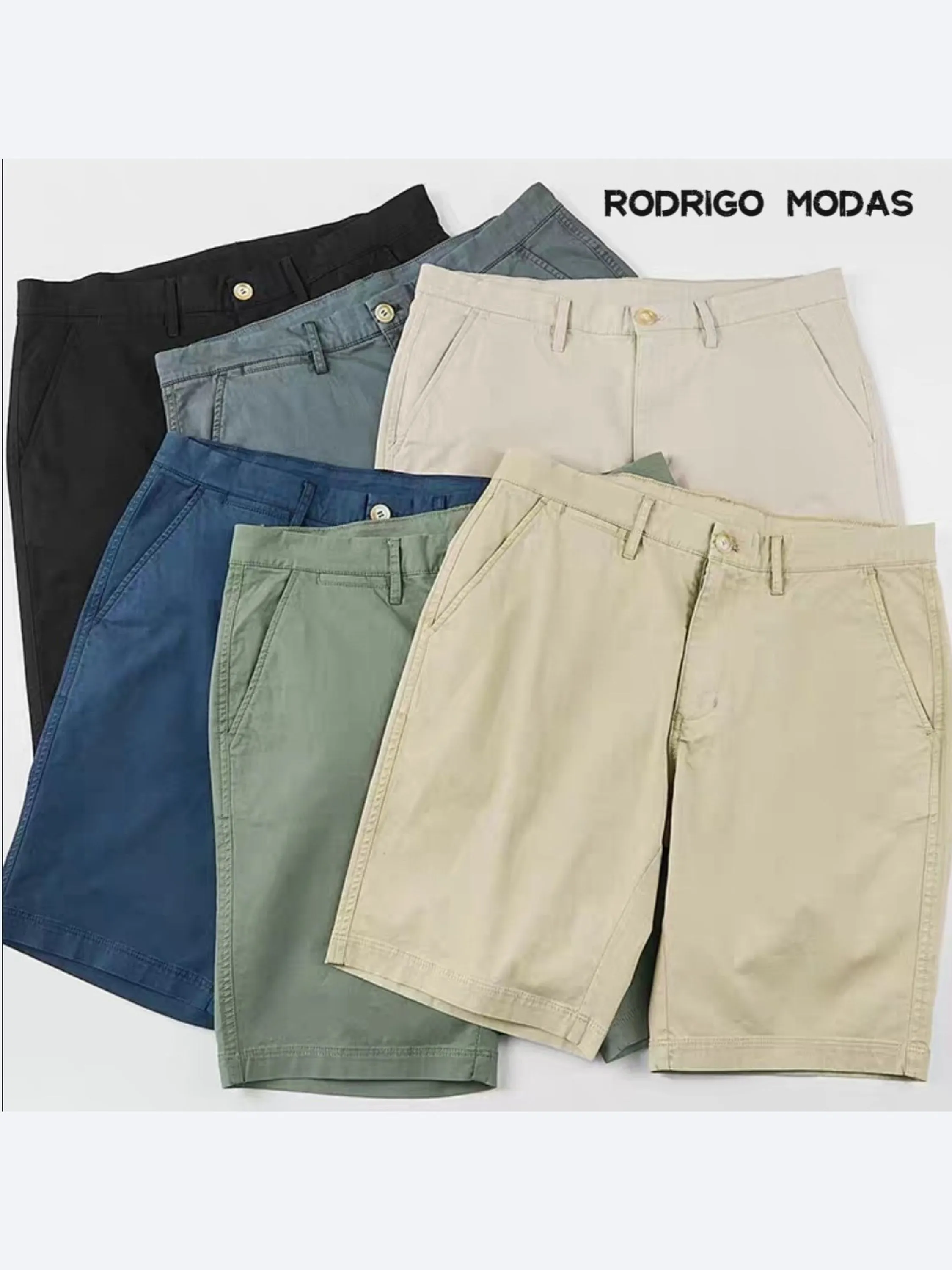 Shorts casuais de algodão puro masculino - Rodrigo Mmodas