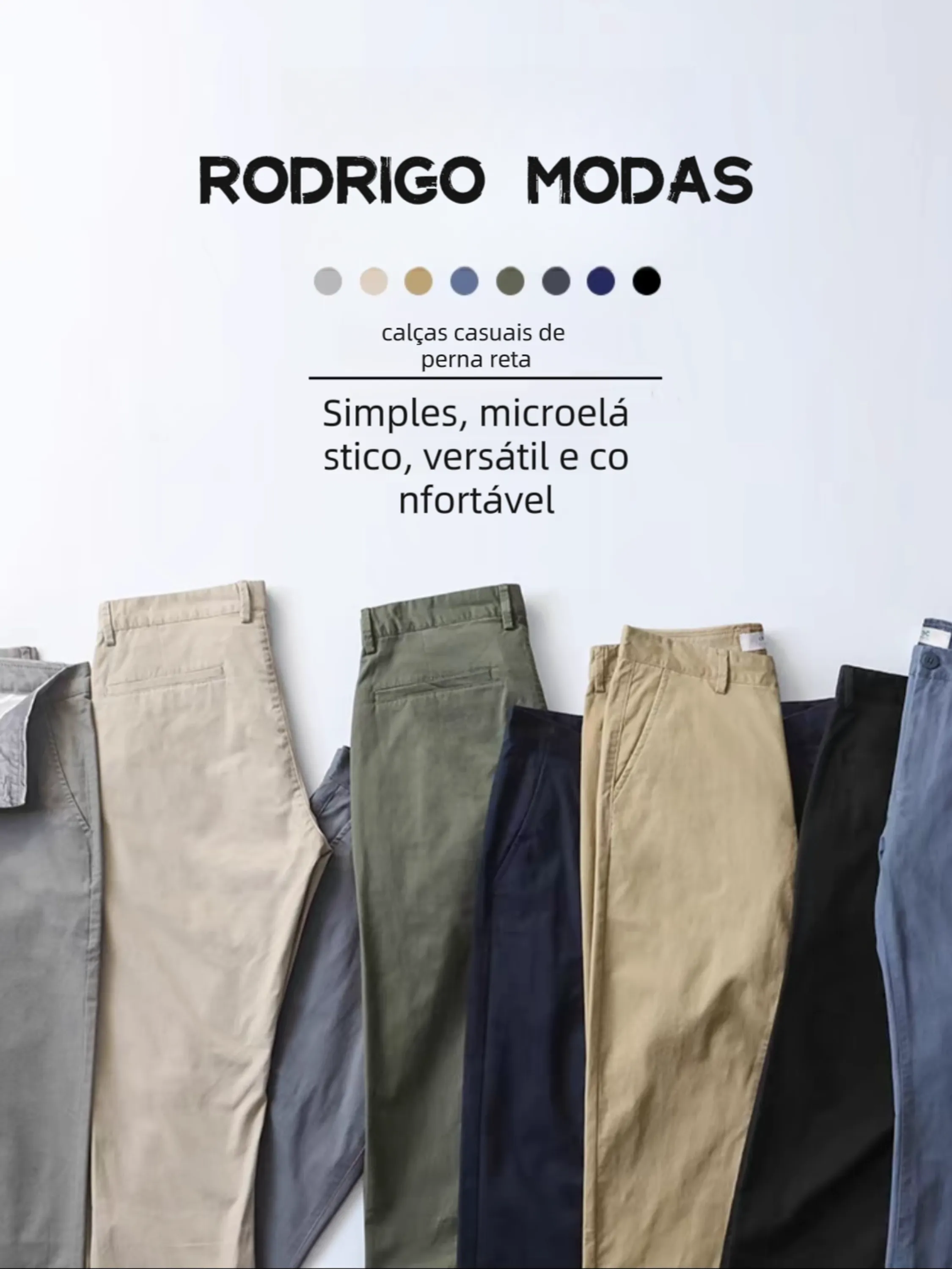 calças casuais deperna reta-Rodrigo Modas