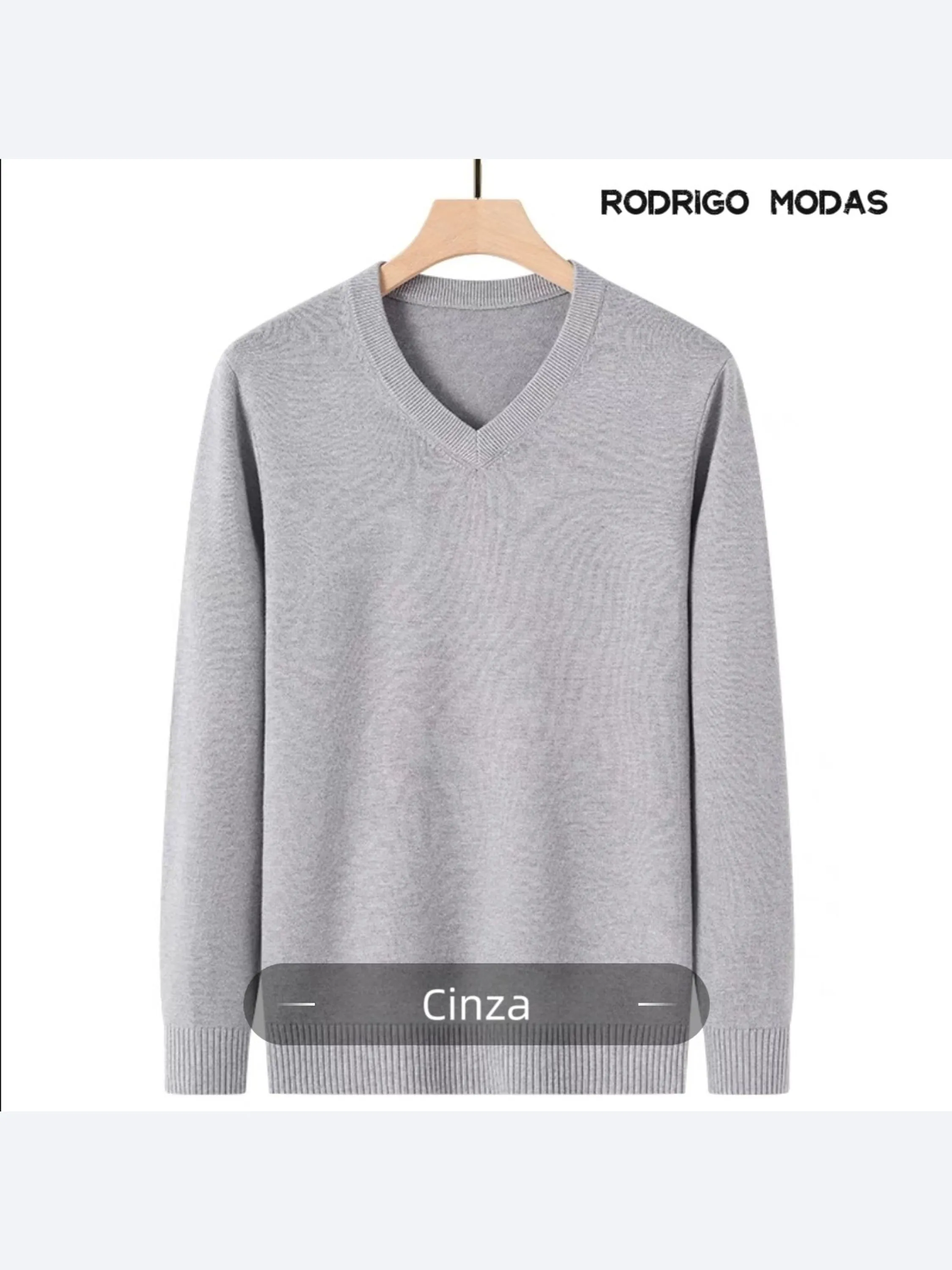 Camisola de malha com decote em V para homem - Rodrigo Modas