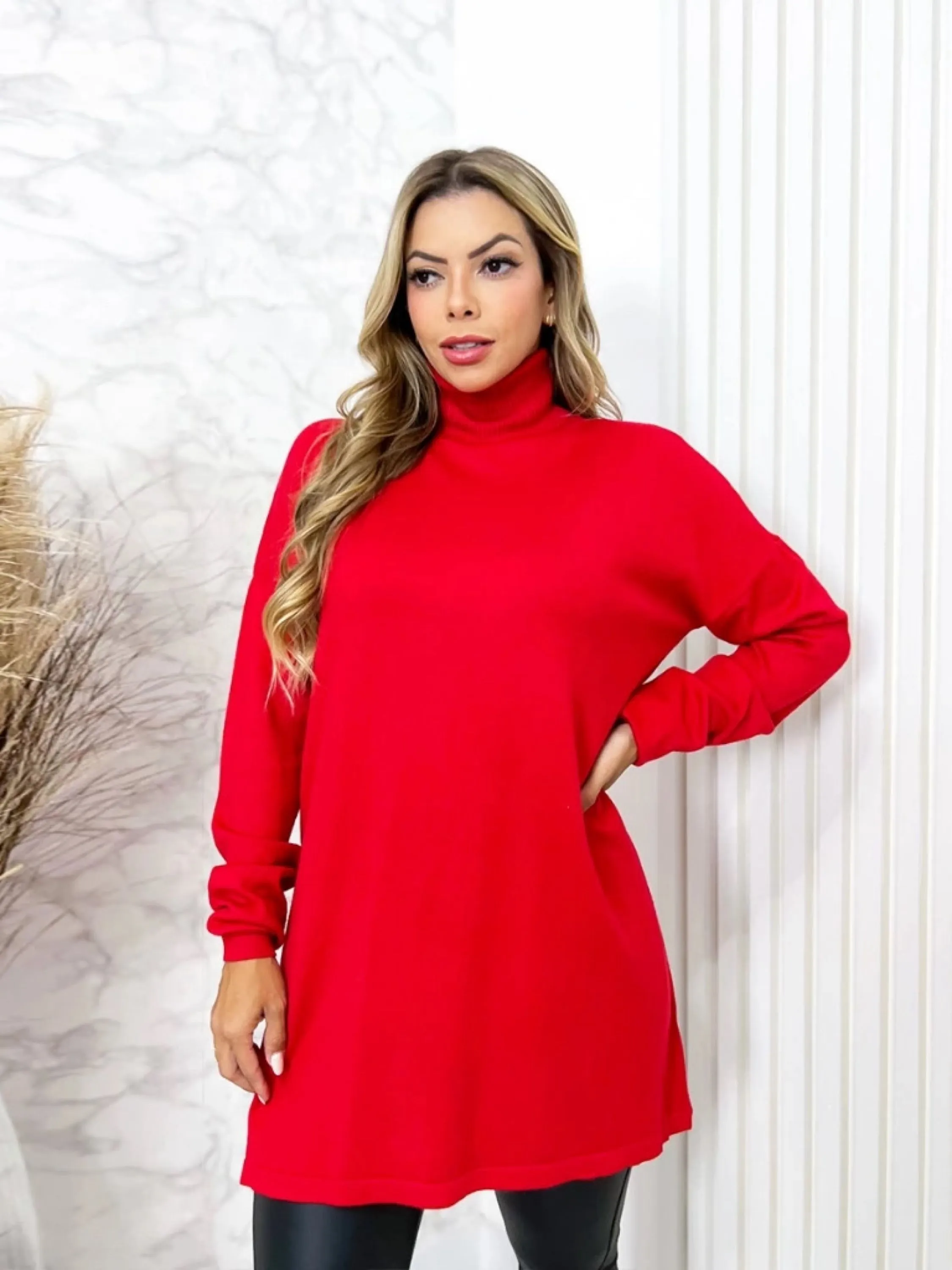 promocao Blusa Feminina Suéter Poncho Modal Gola alta inverno