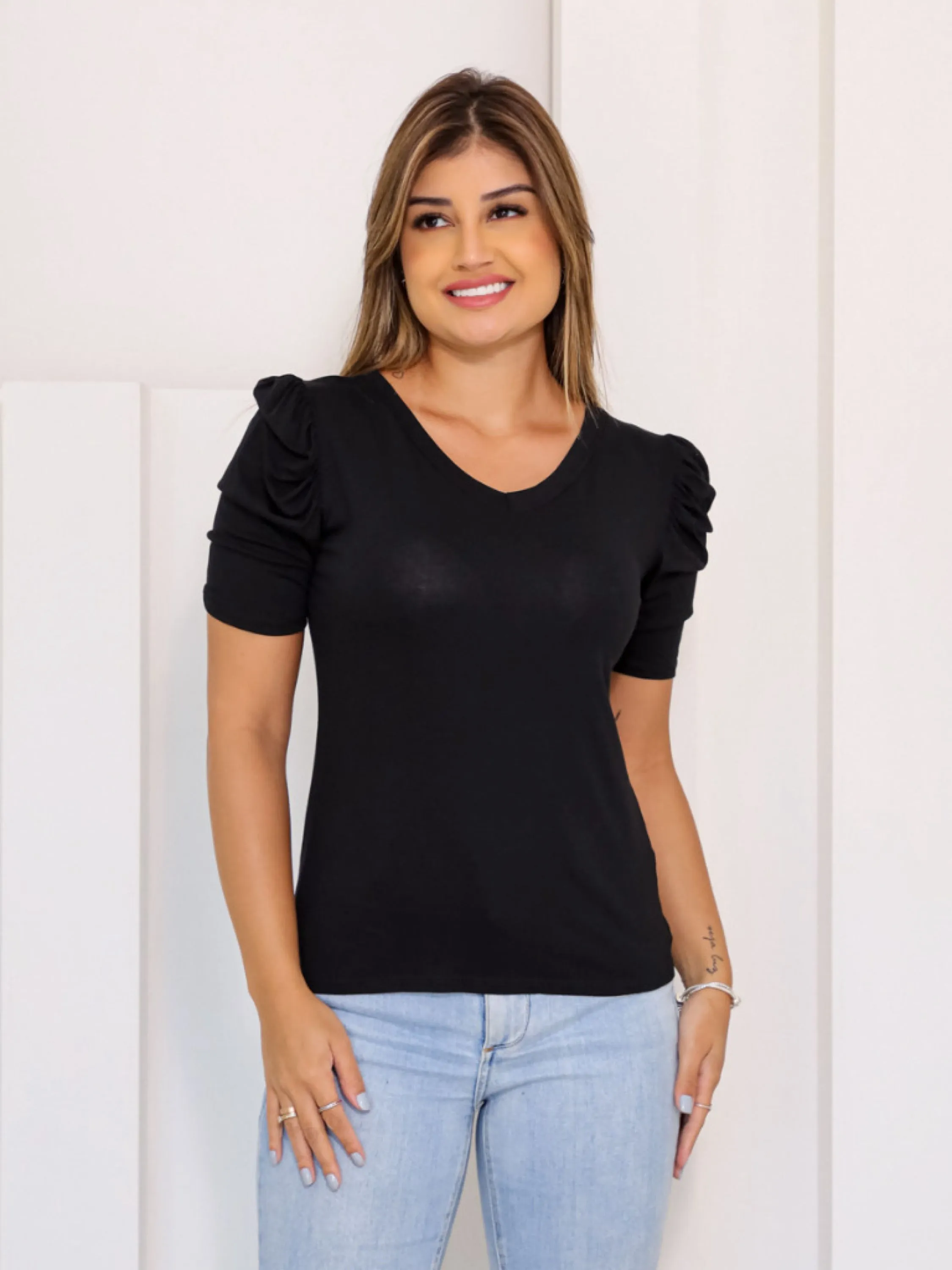 Promoção  Blusa Feminina Bufante Princesa Blusinha Manga Curta Tamanho Unico