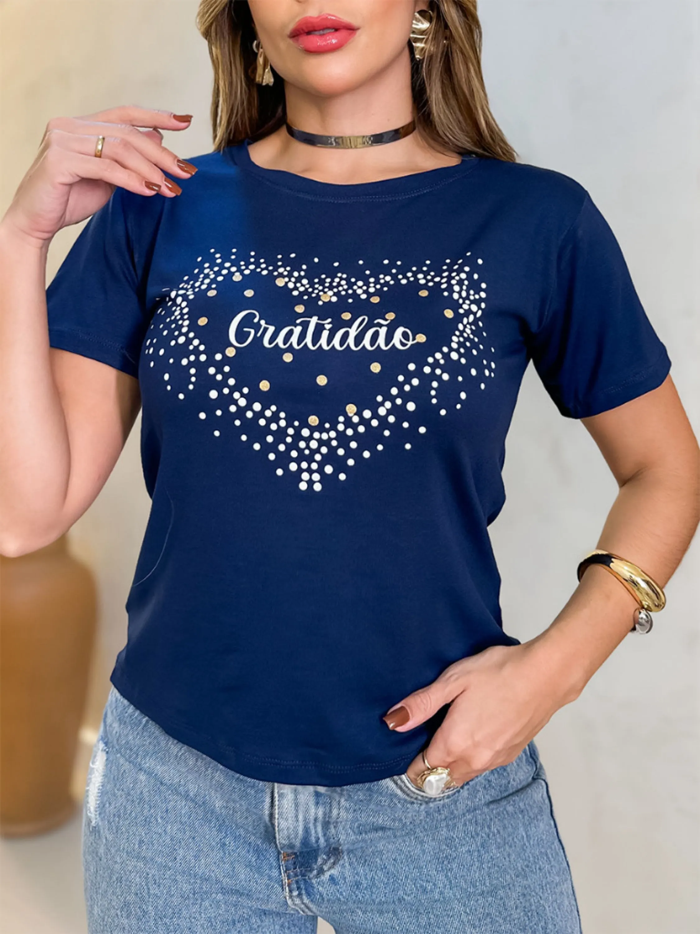 Camiseta T-shirt Feminina Estampada Gratidão