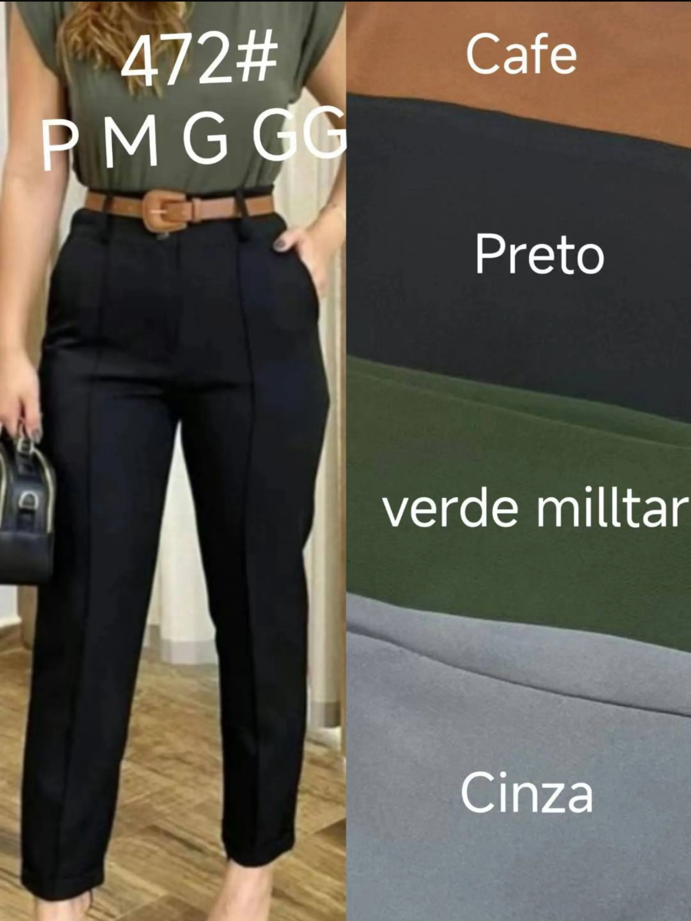 Calça cenoura listra  Feminina Alfaiataria  Com Bolso