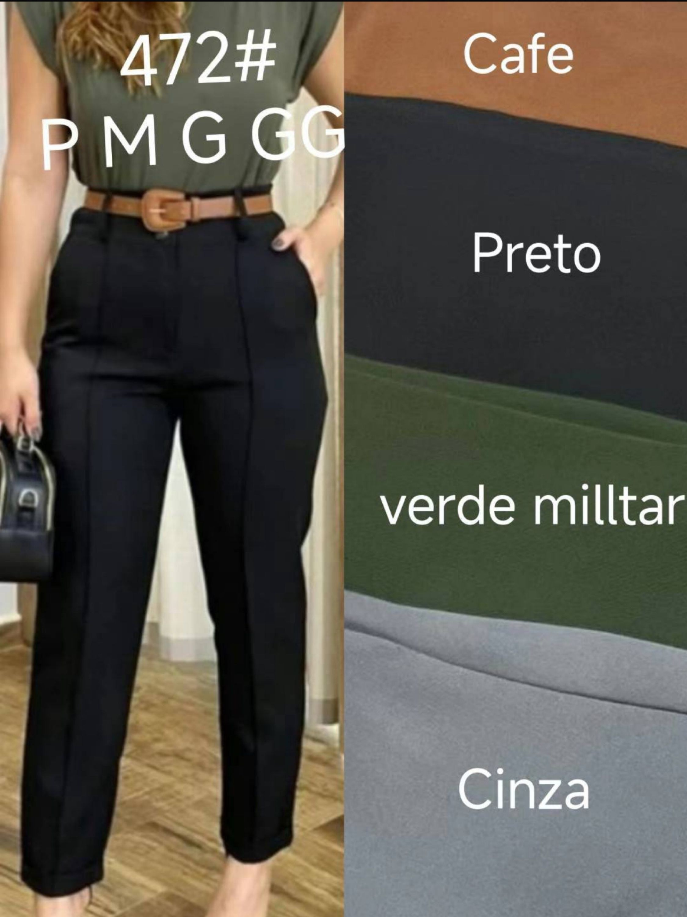 Calça cenoura listra Feminina Alfaiataria Com Bolso