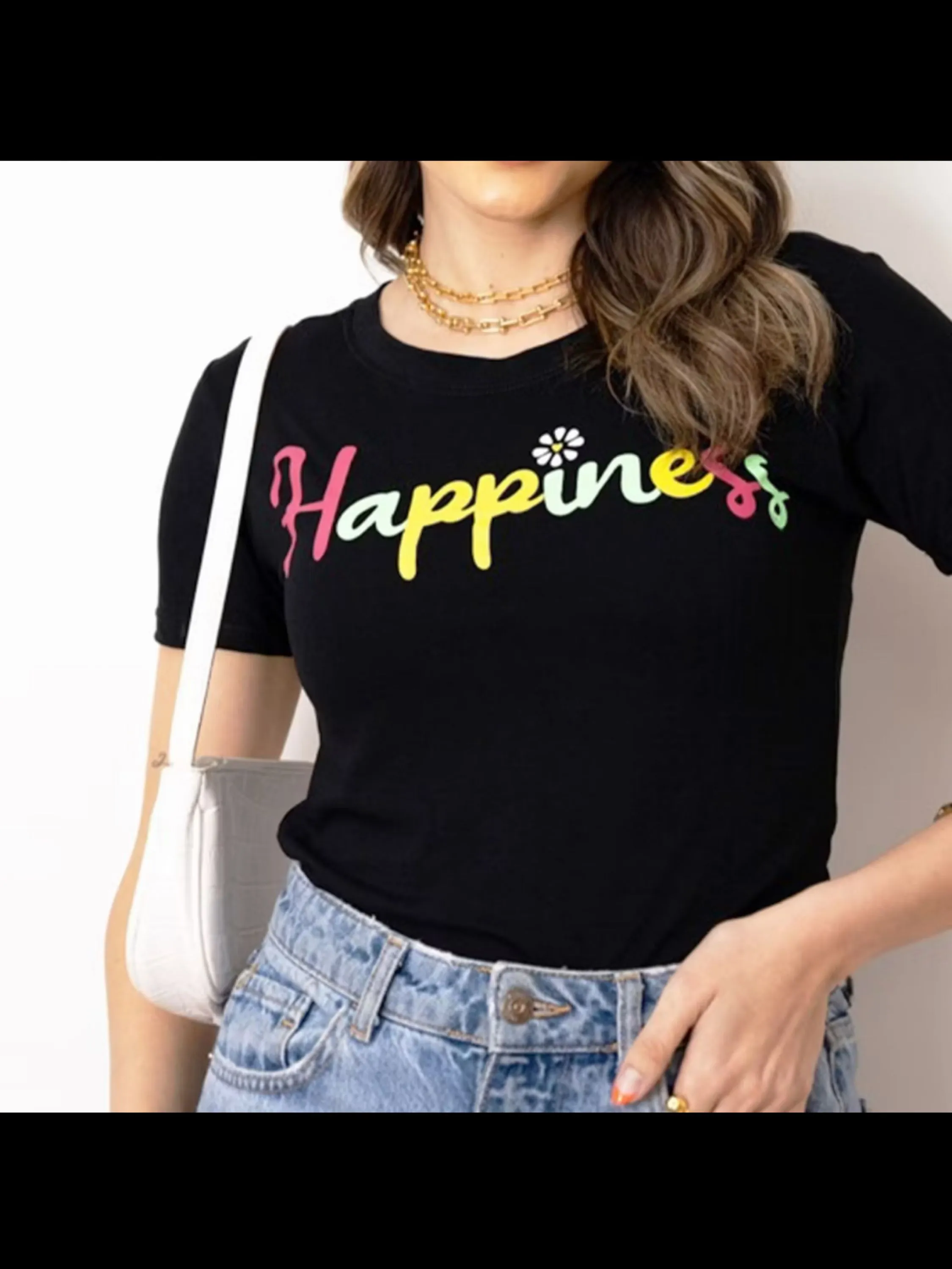 Camiseta T-shirt Feminina Estampada Hapiness