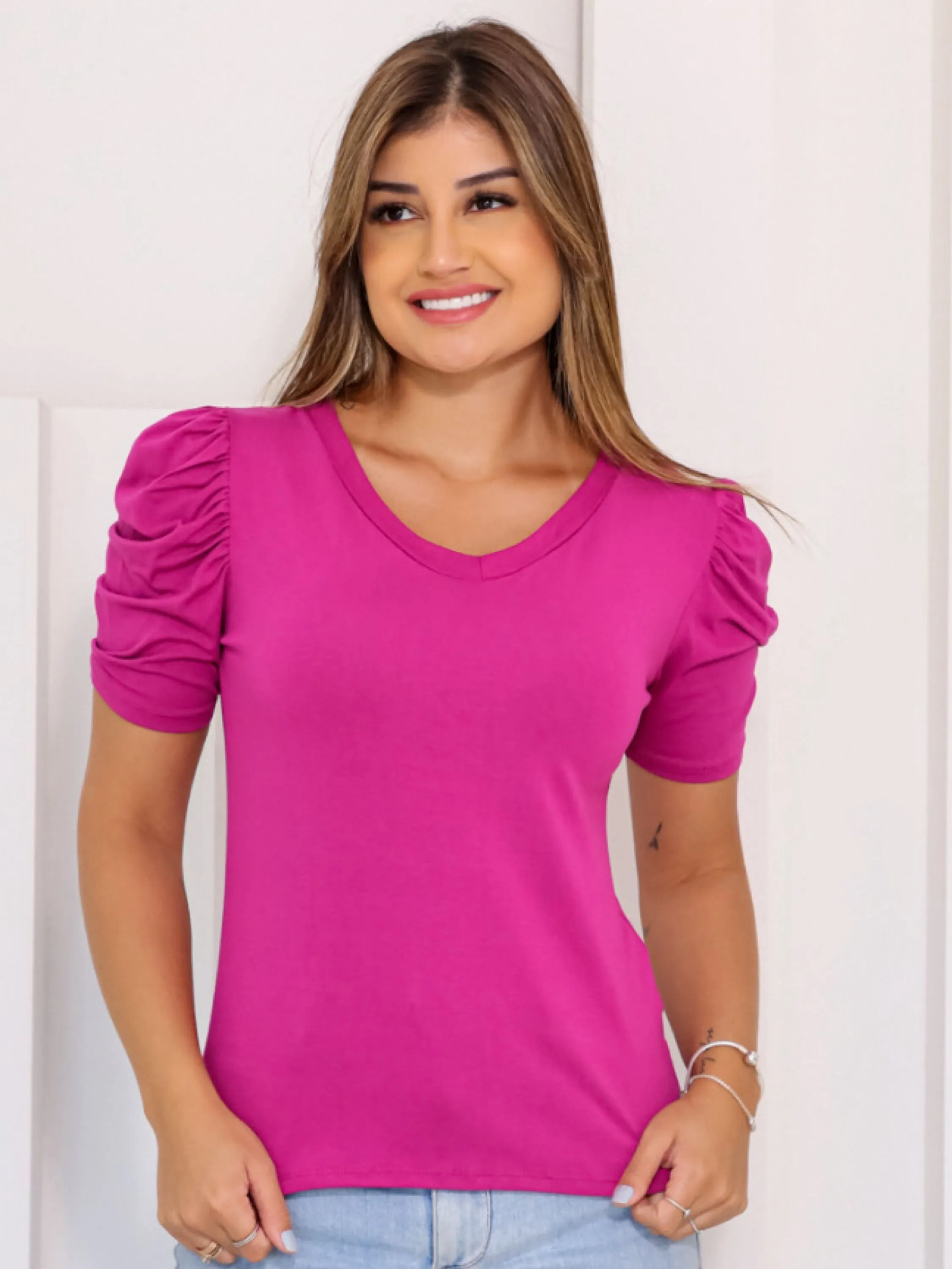 Blusa Feminina Bufante Princesa Blusinha Manga Curta Tamanho Unico