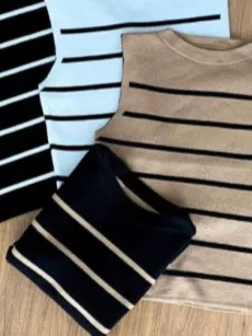 Regata Tricot Modal Listrada Feminina