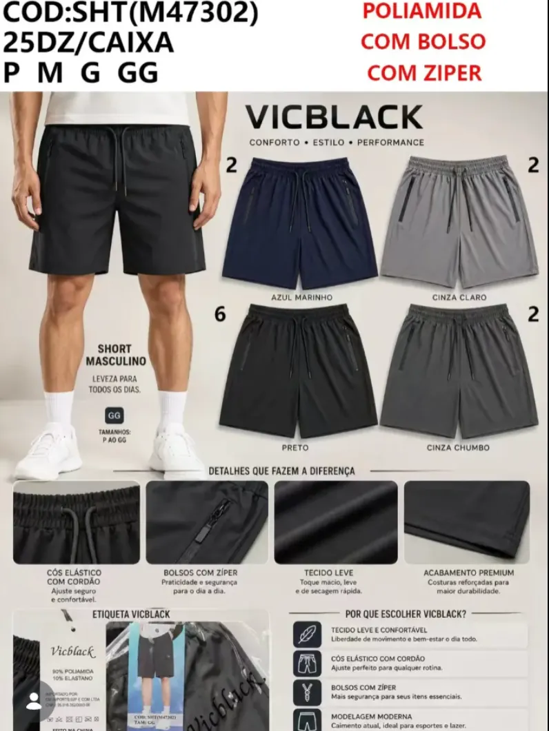 Bermuda Masculina Poliamida Secagem Rápida  #47302