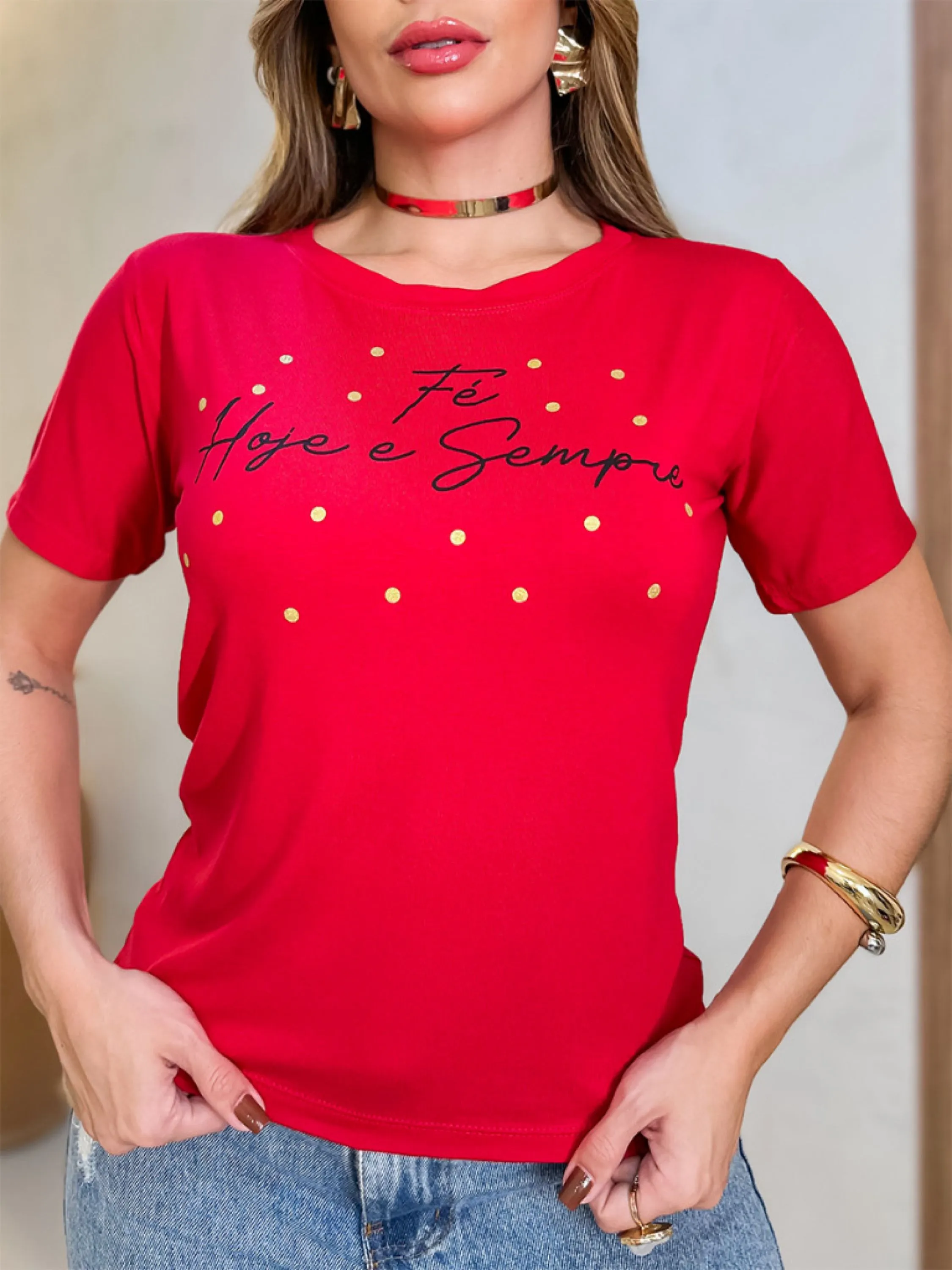 Camiseta T-shirt Feminina Estampada Fé Hoje e Sempre