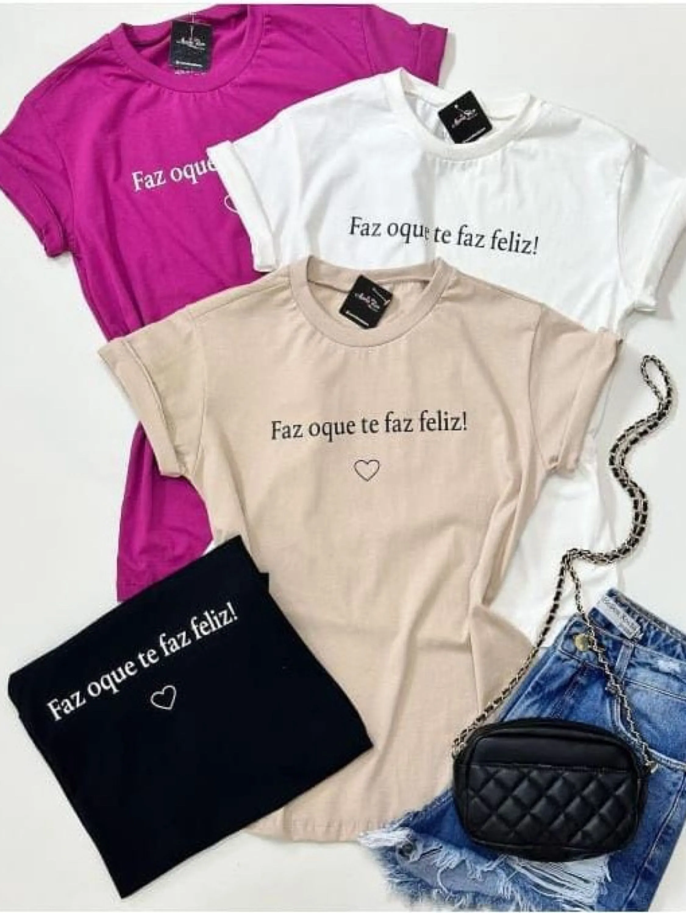 Camiseta T-shirt Feminina Estampada O que faz vc feliz