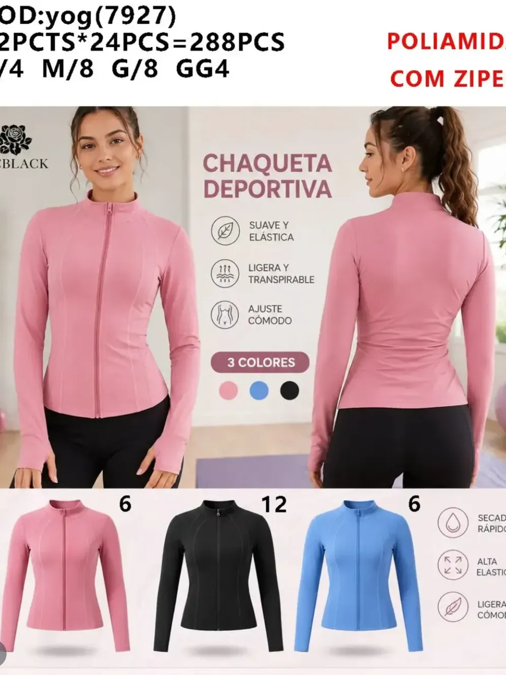Jaqueta Poliamida P M G GG #7927 Academia