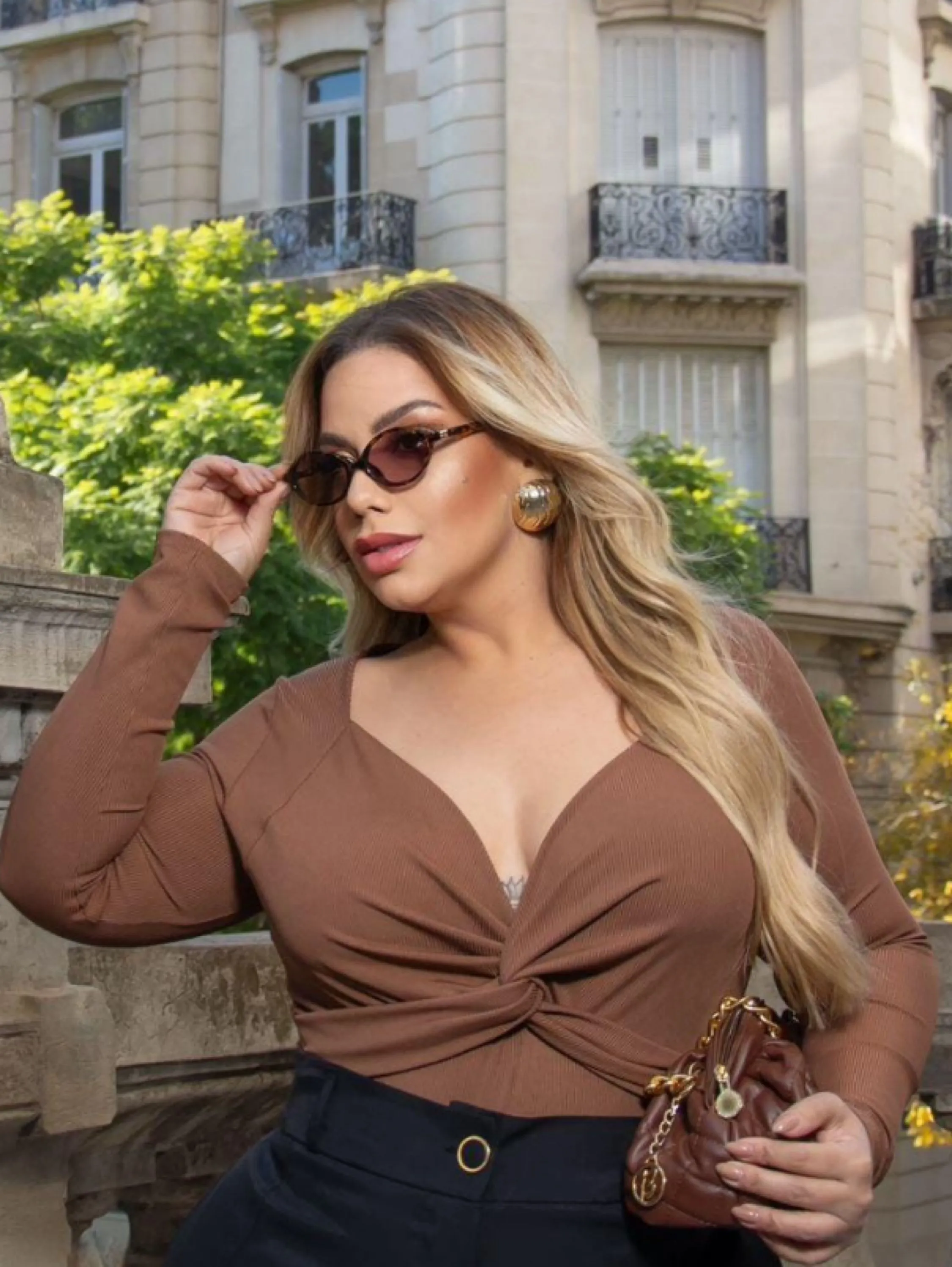 Body manga longa Alice Plus Size