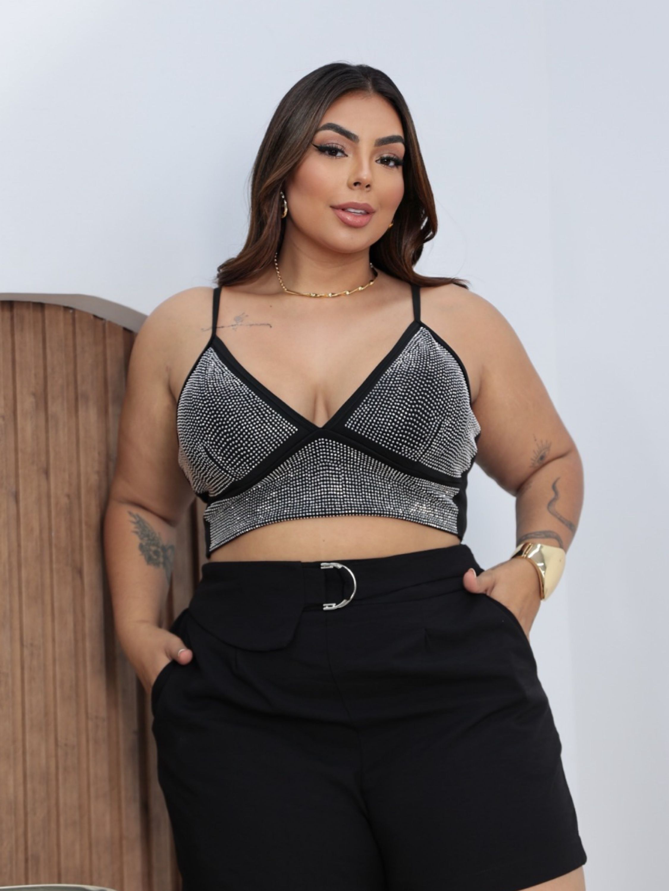 Cropped pedraria Plus Size