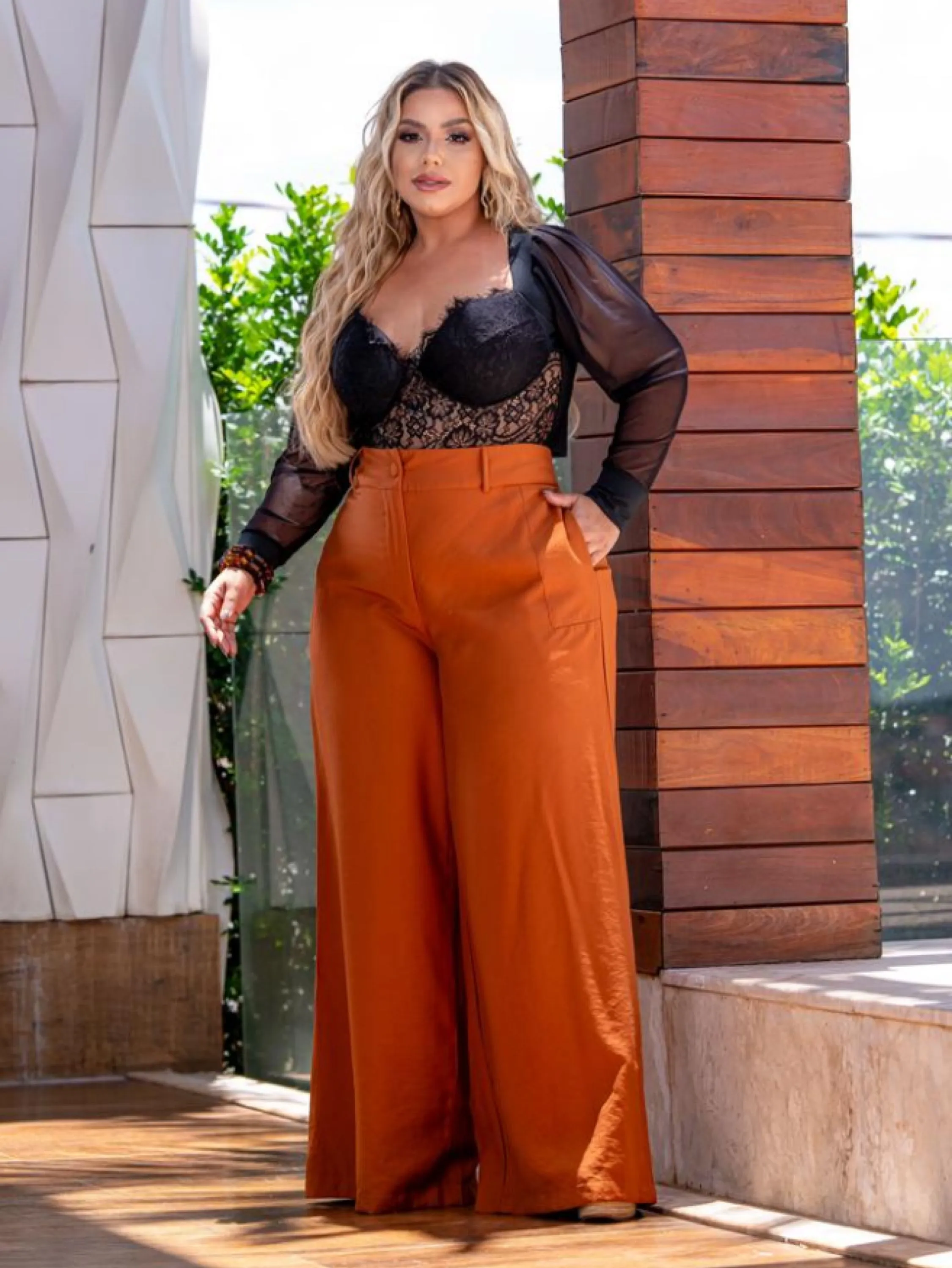 Calça pantalona Paola Plus Size