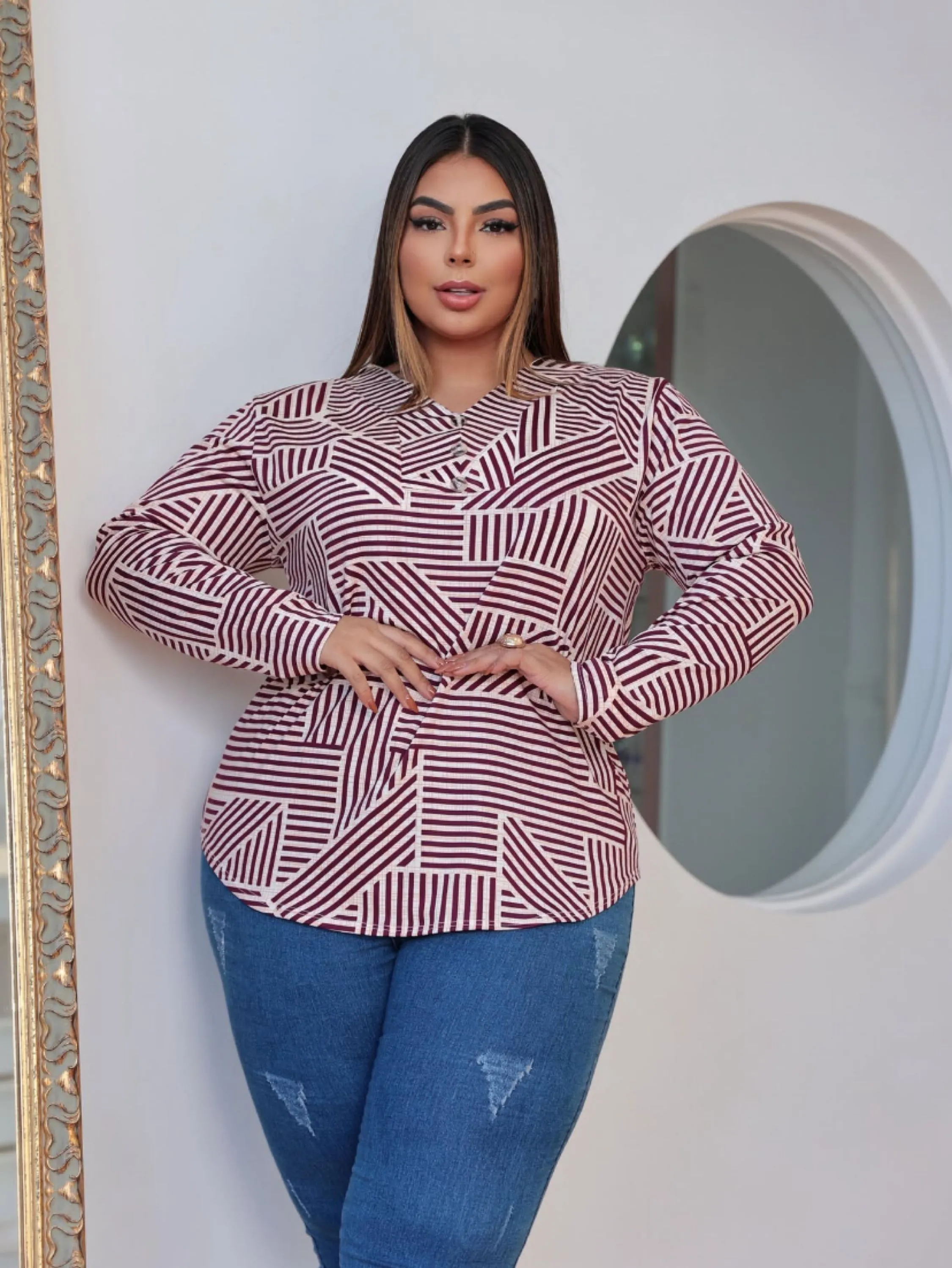 Blusa manga longa Erica Plus Size