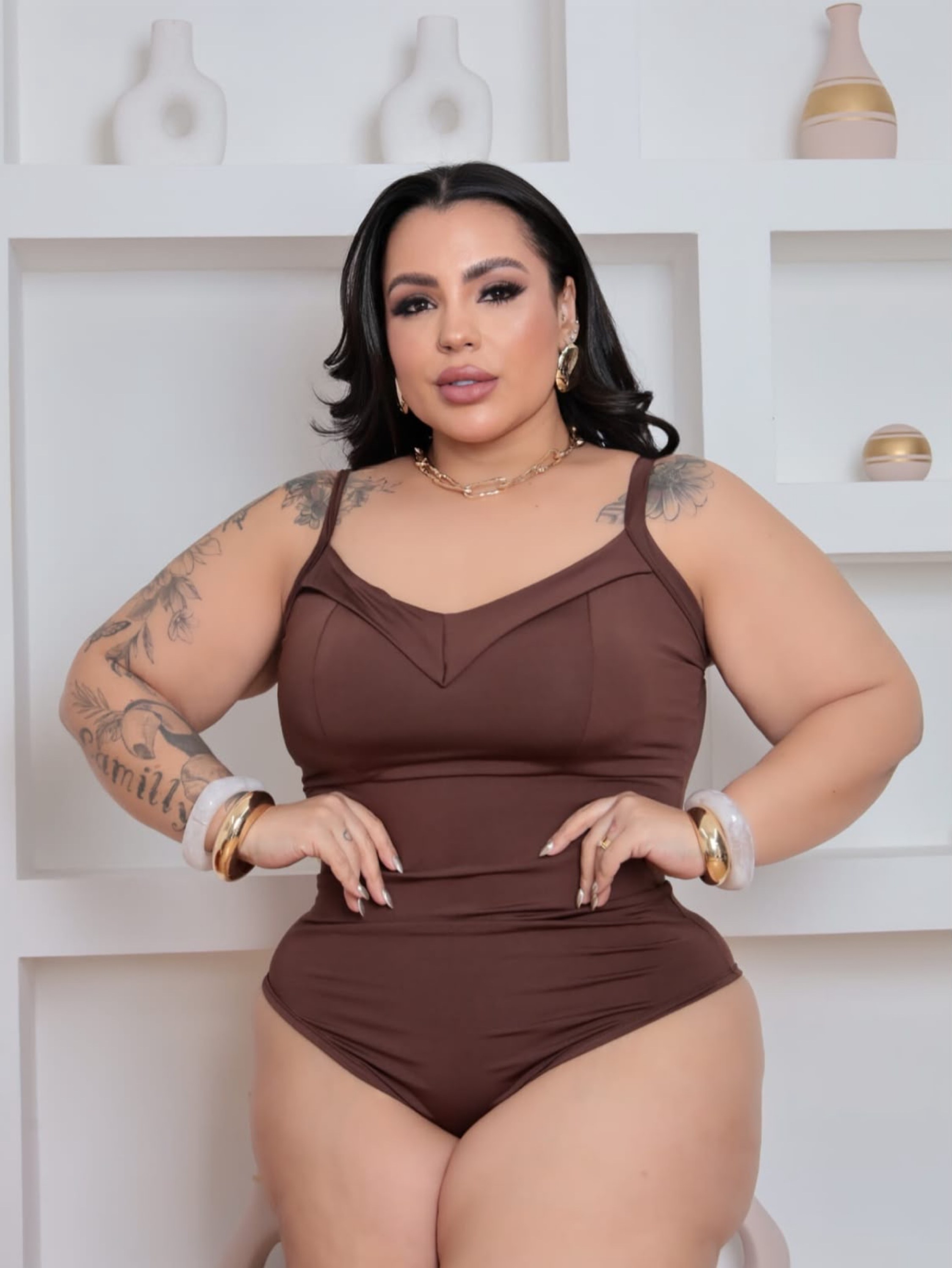 Body Lia alça fina Plus Size