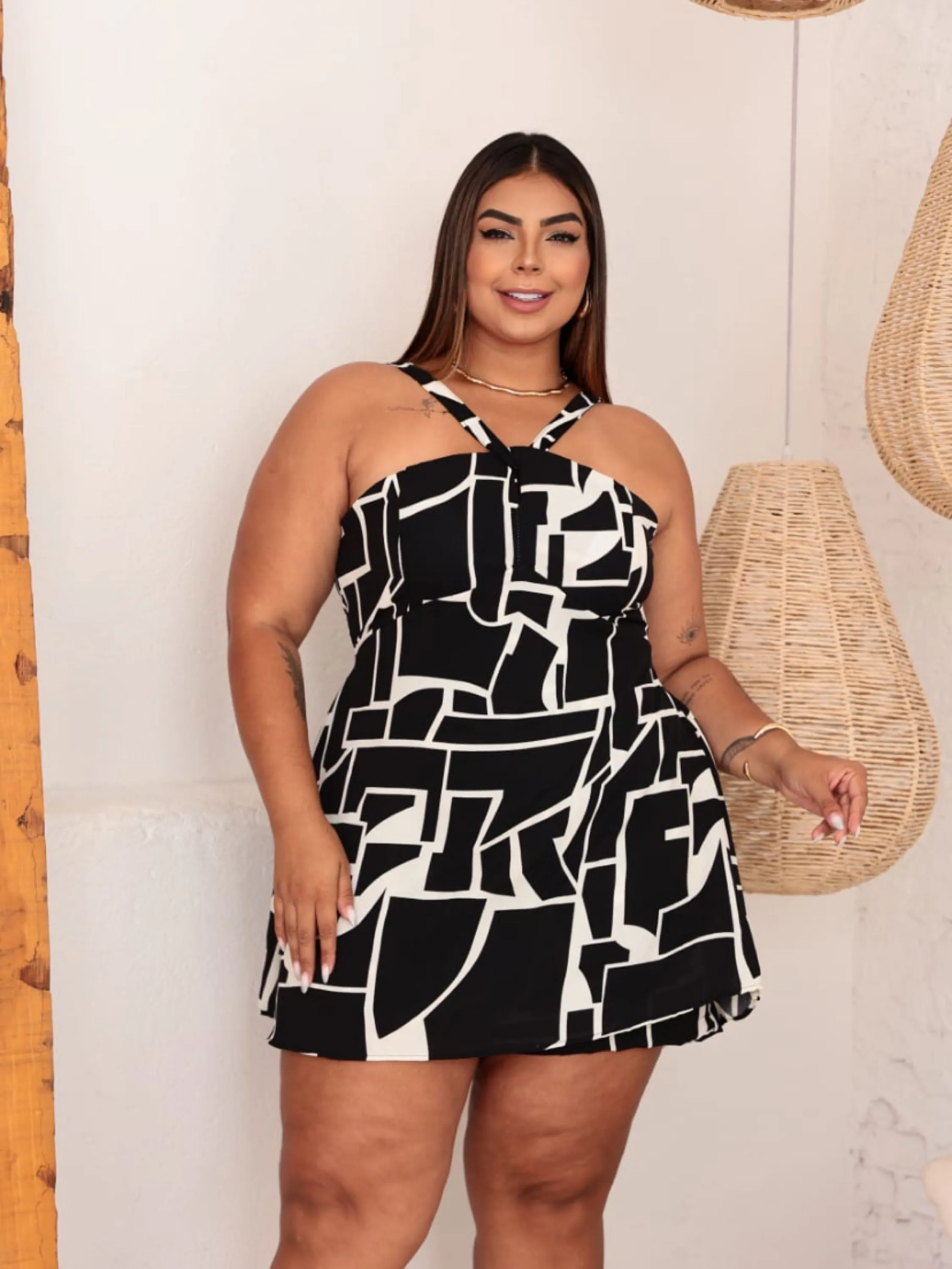 Macaquinho Elisa estampado Plus Size