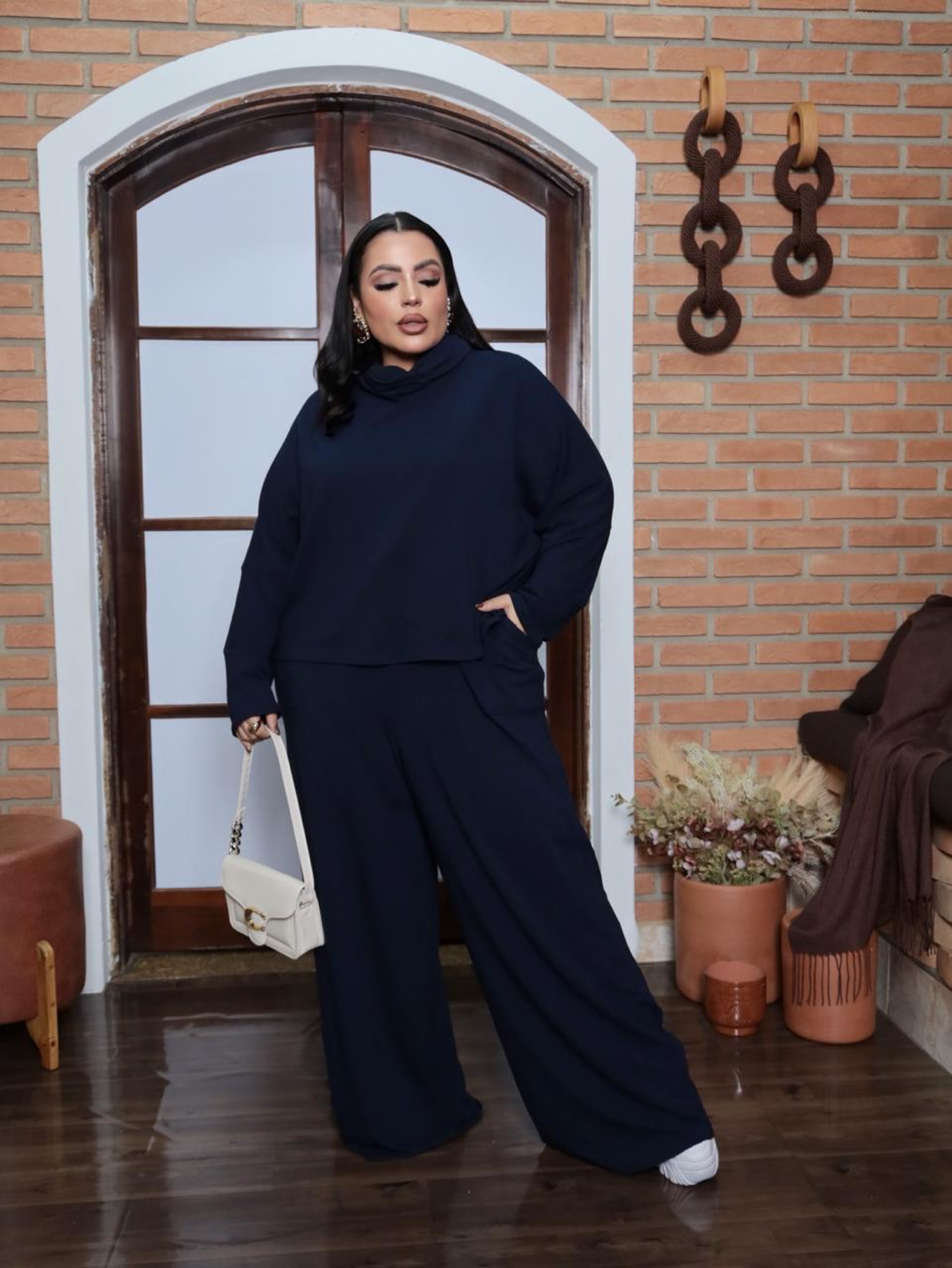 Conjunto moletinho gola alta Plus Size