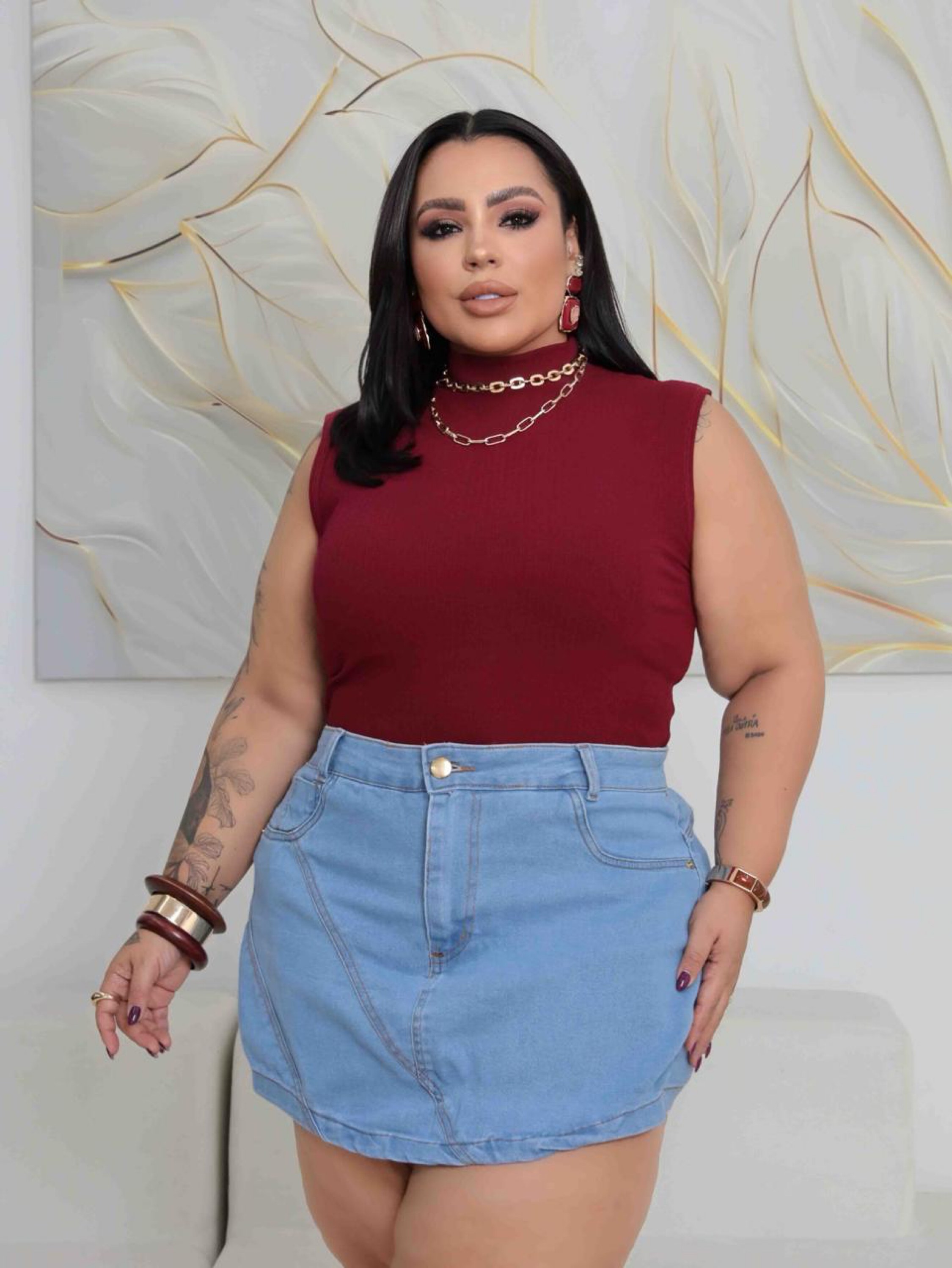 Shorts saia zíper Plus Size