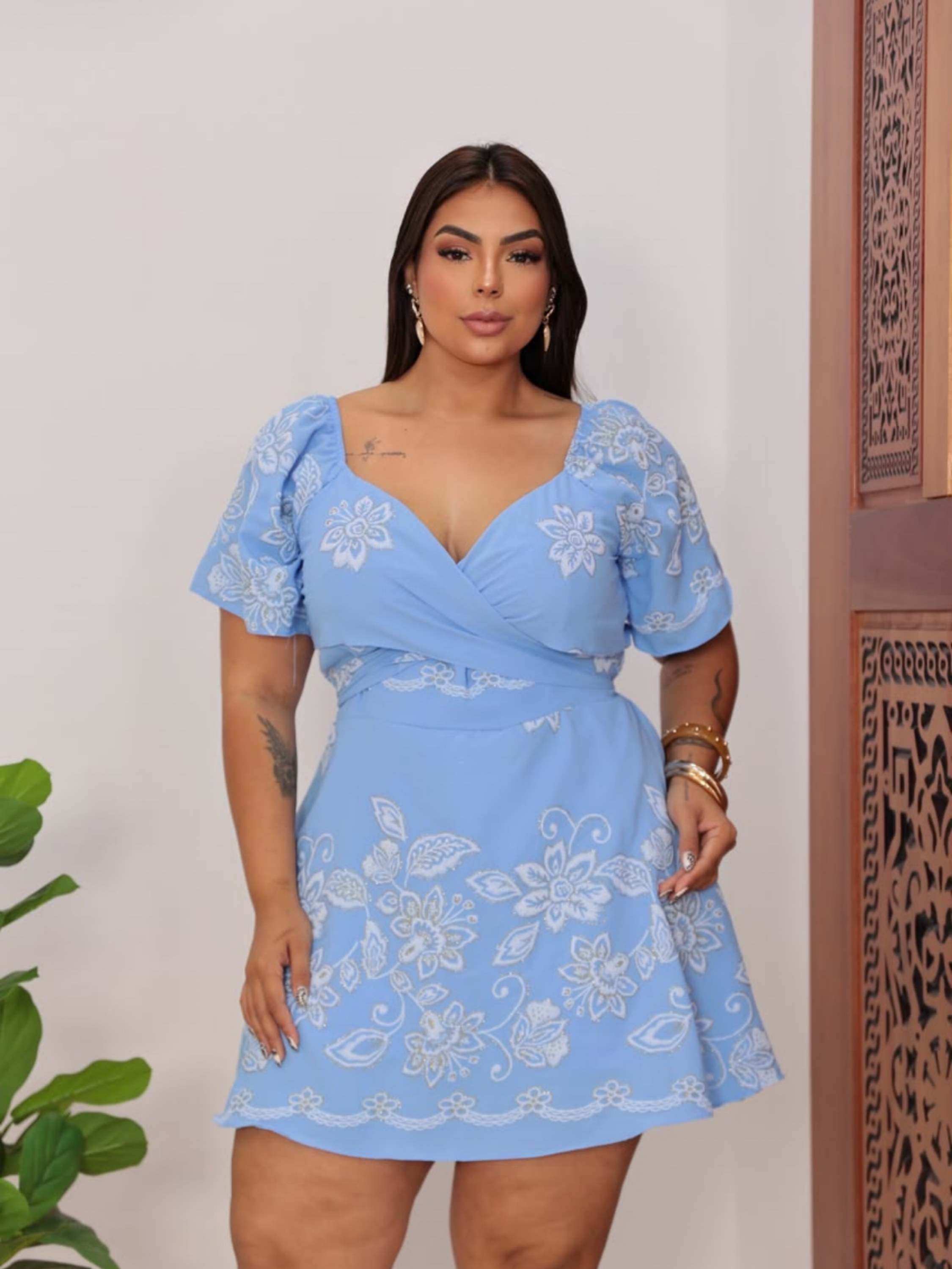 Macaquinho estampado Fernanda Plus Size