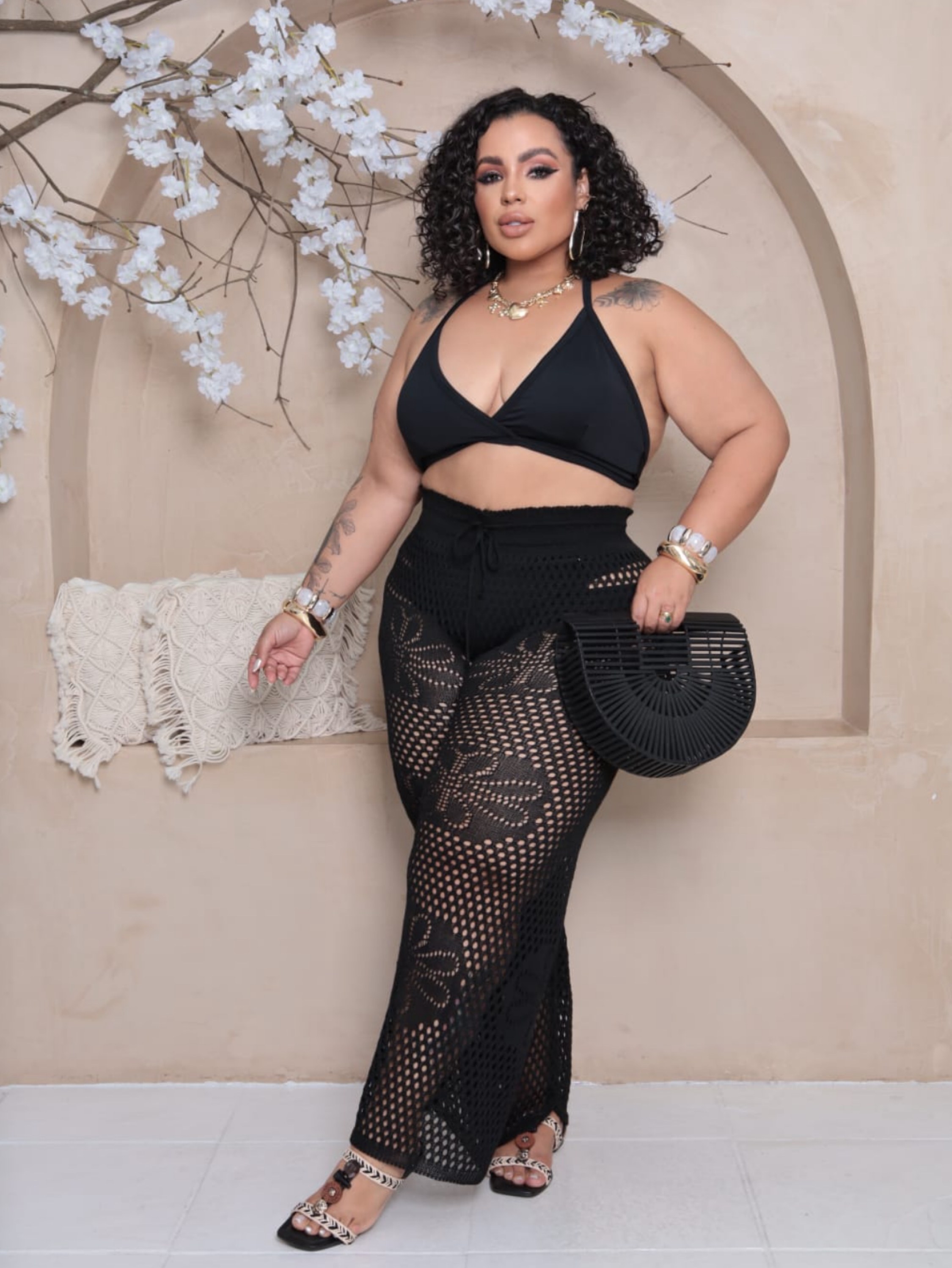 Calça tricot praiana Plus Size