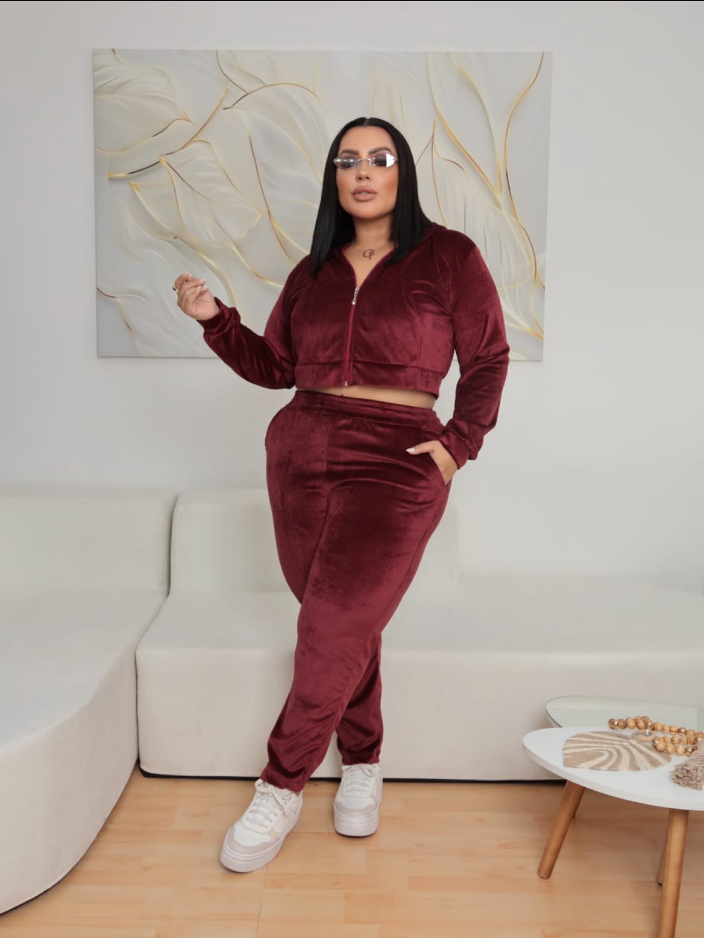 Conjunto jaquetinha plush Plus Size