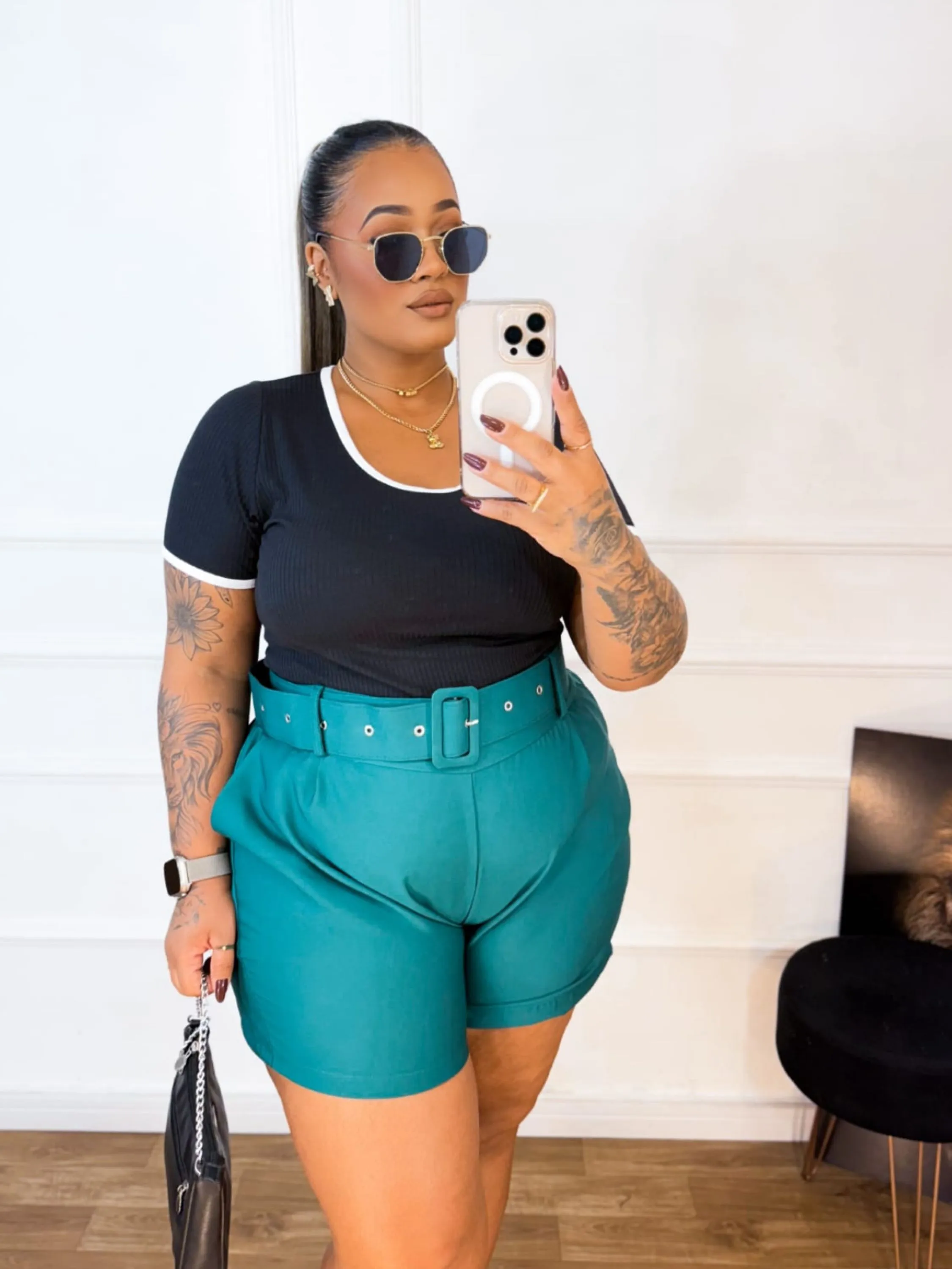 Blusa canelada bicolor Plus Size