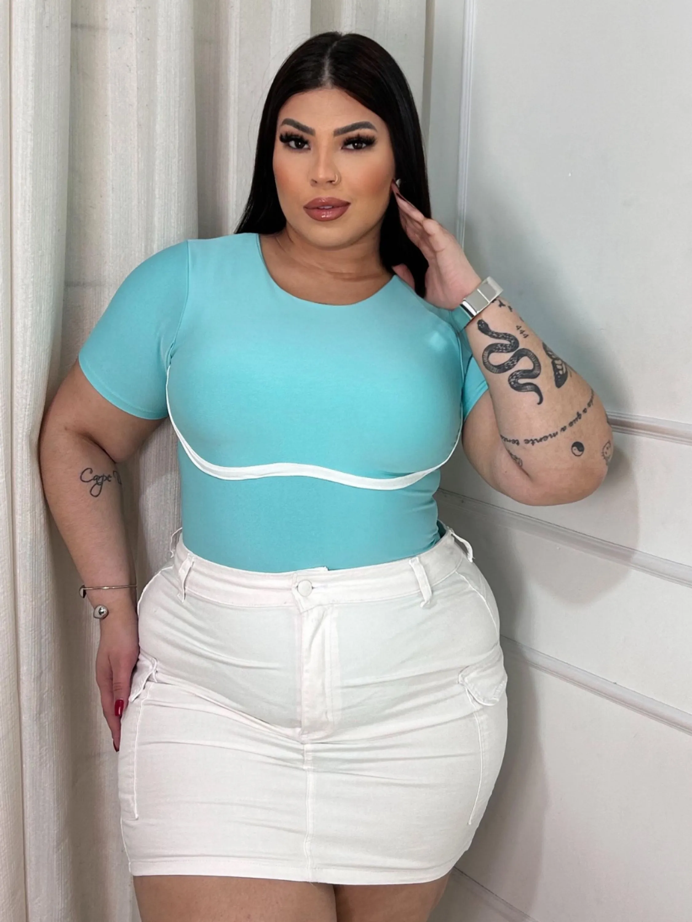 Body manguinha Mila Plus Size