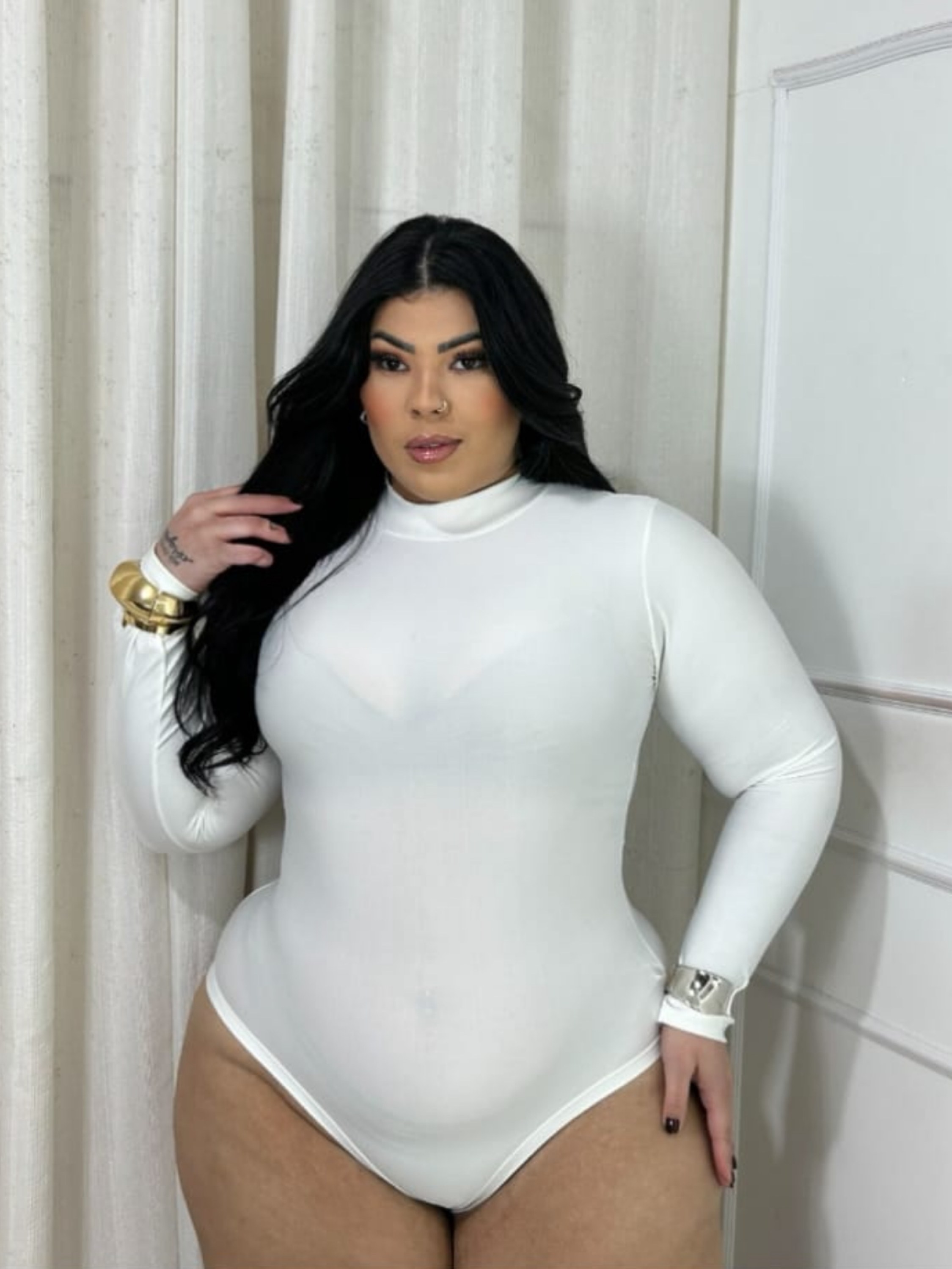 Body golinha manga longa Plus Size
