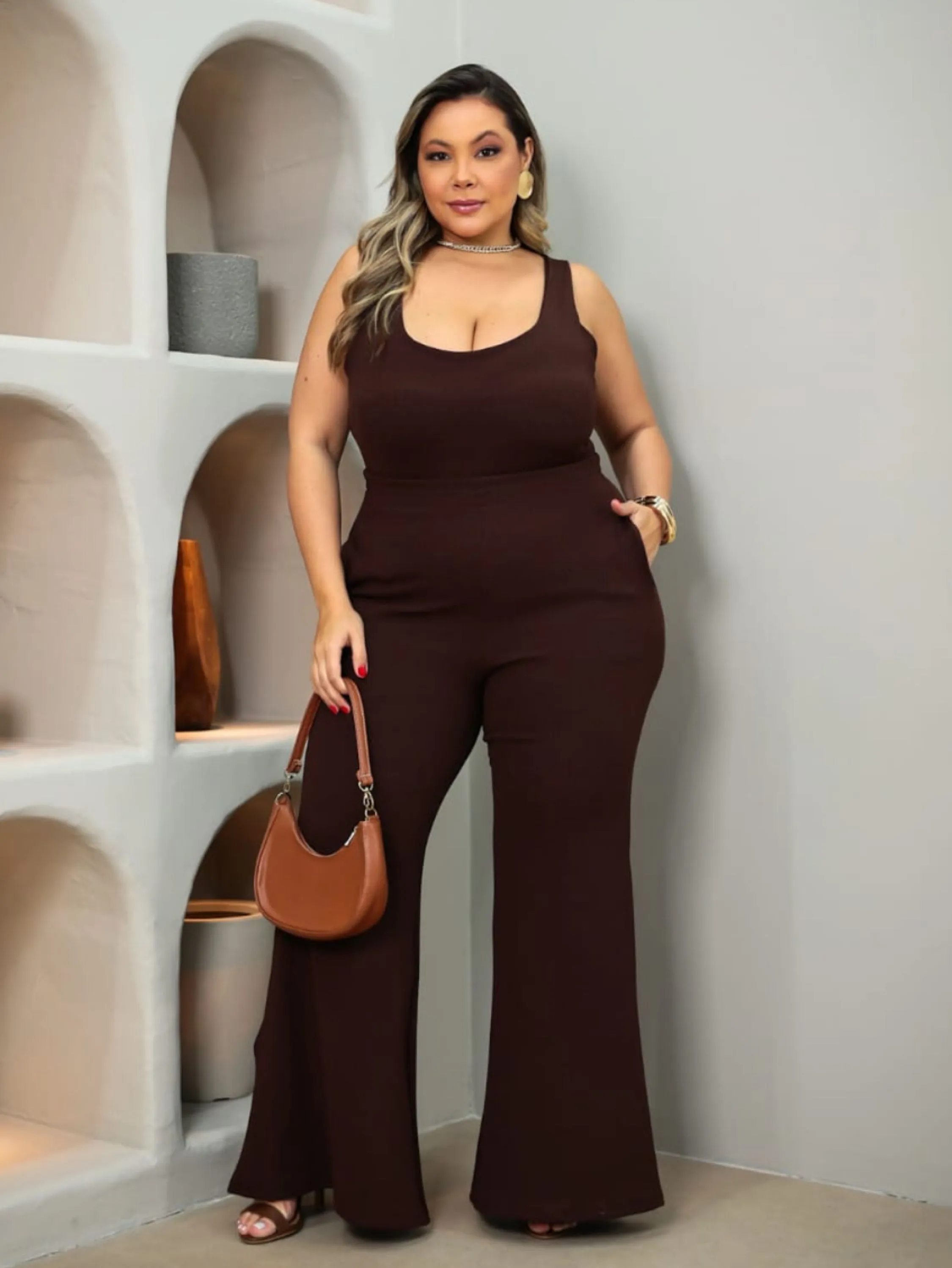 Conjunto calça anarruga Plus Size