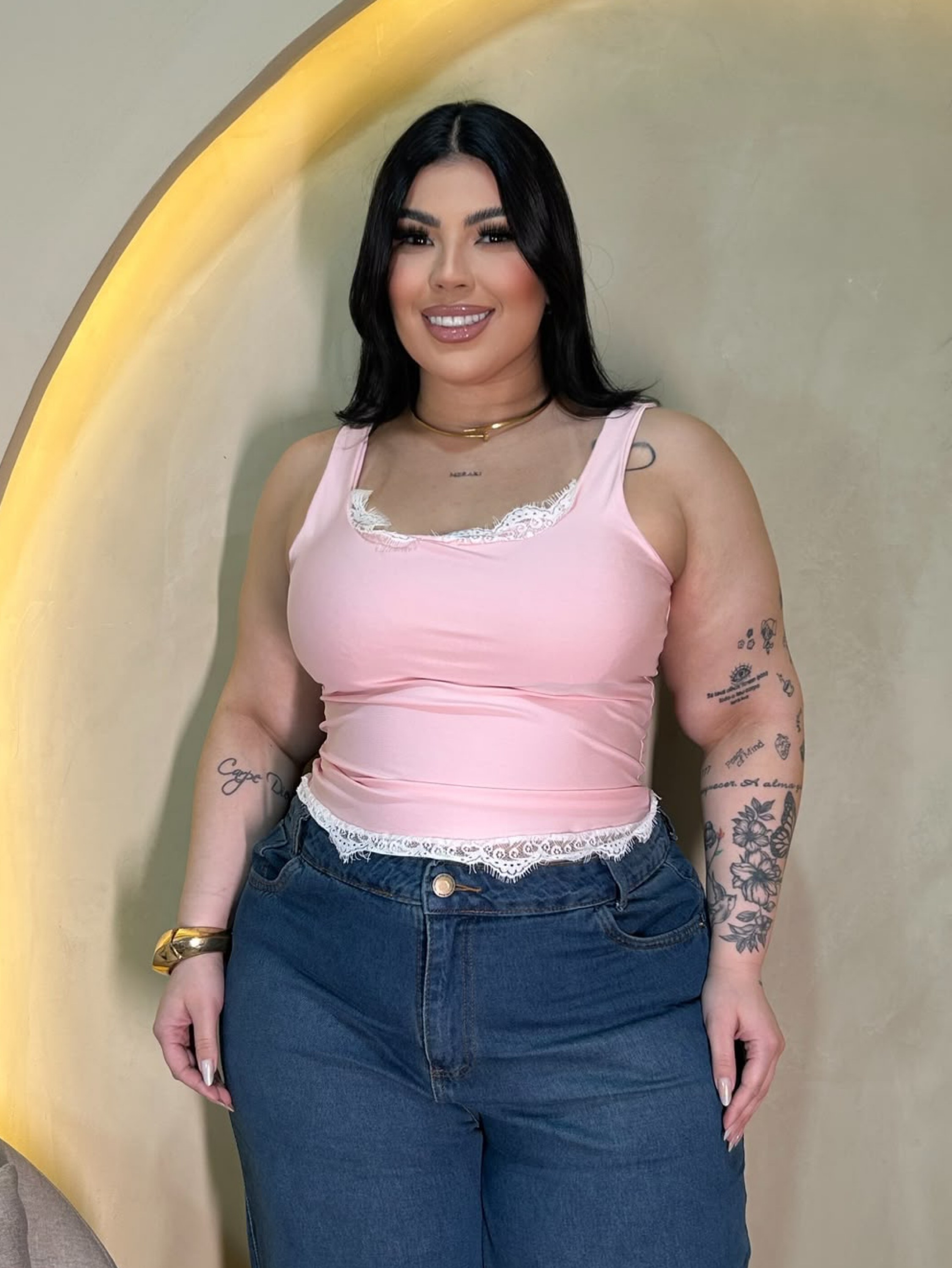 Cropped Alia renda Plus Size