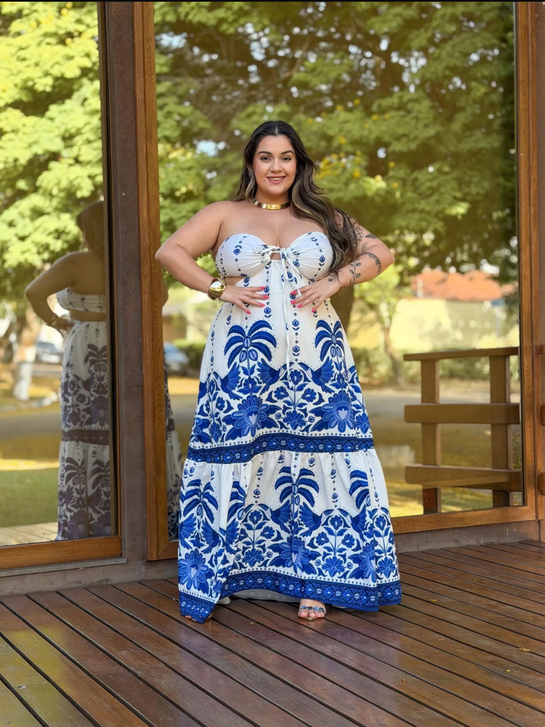 Vestido longo tomara que caia Plus Size